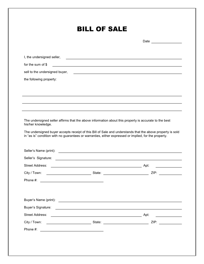 Printable Bill Of Sale | Business Mentor | Bill Of Sale Template with regard to Free Printable Bill of Sell