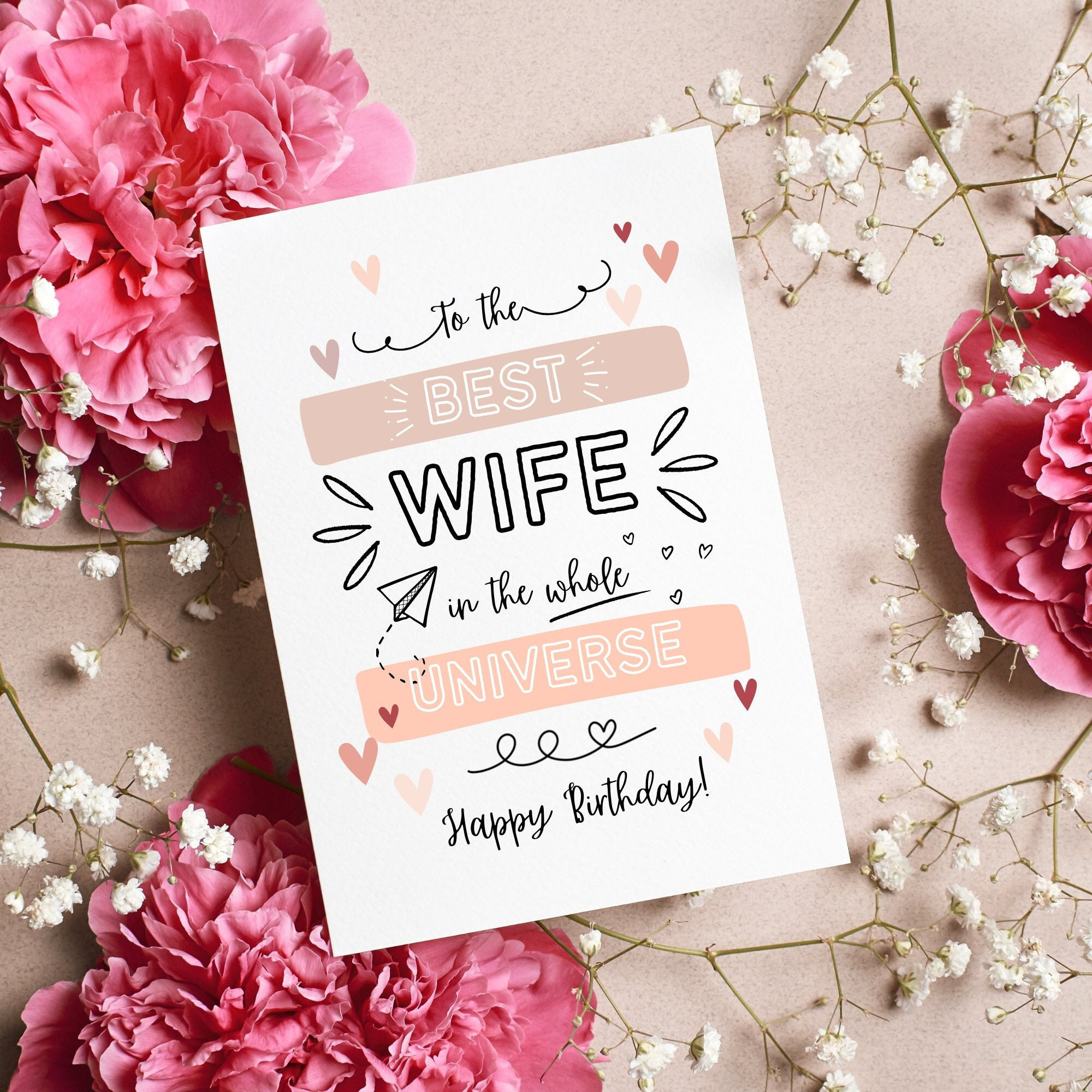 Printable Birthday Card For Wife, Folded Cute Birthday Card For regarding Free Printable Birthday Cards For Wife