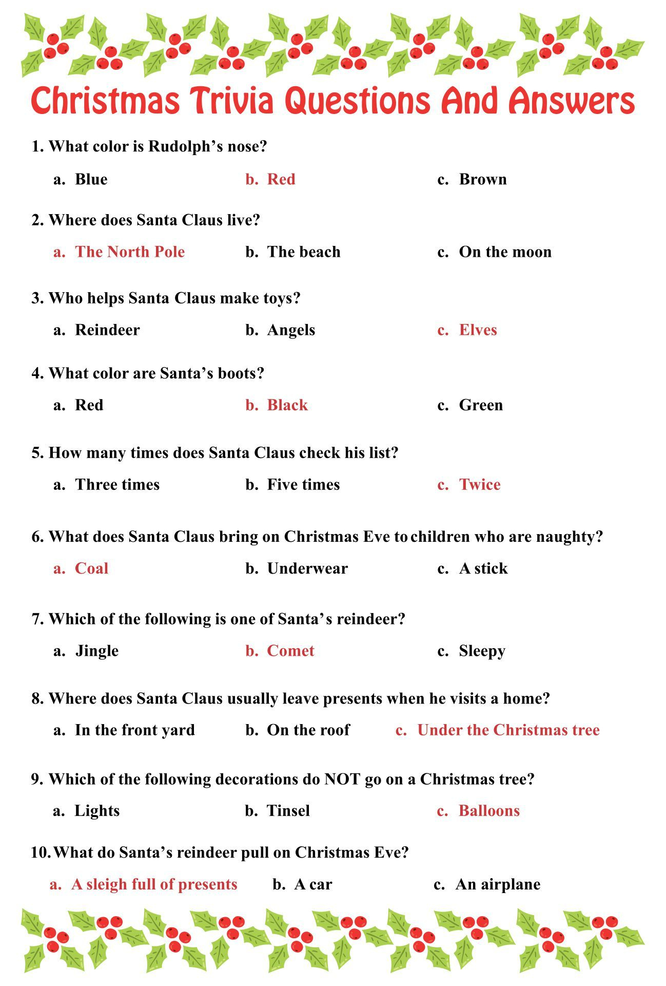 Printable Christmas Trivia Questions | Printablee | Christmas with Free Christmas Picture Quiz Questions And Answers Printable