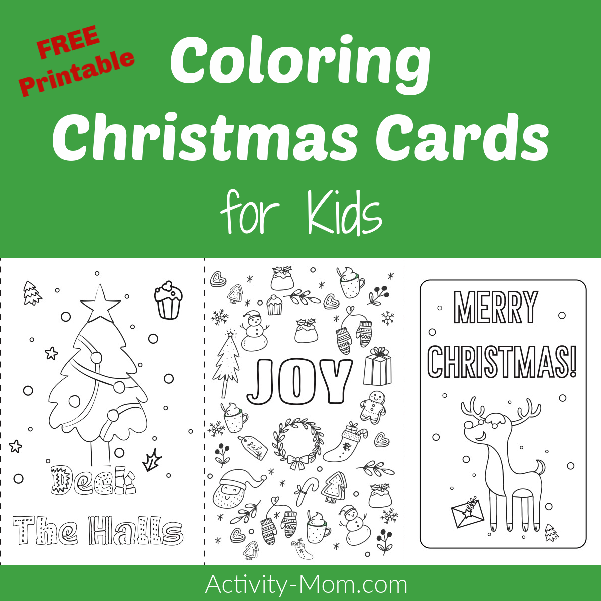 Printable Coloring Christmas Cards For Kids - The Activity Mom for Christmas Cards for Grandparents Free Printable