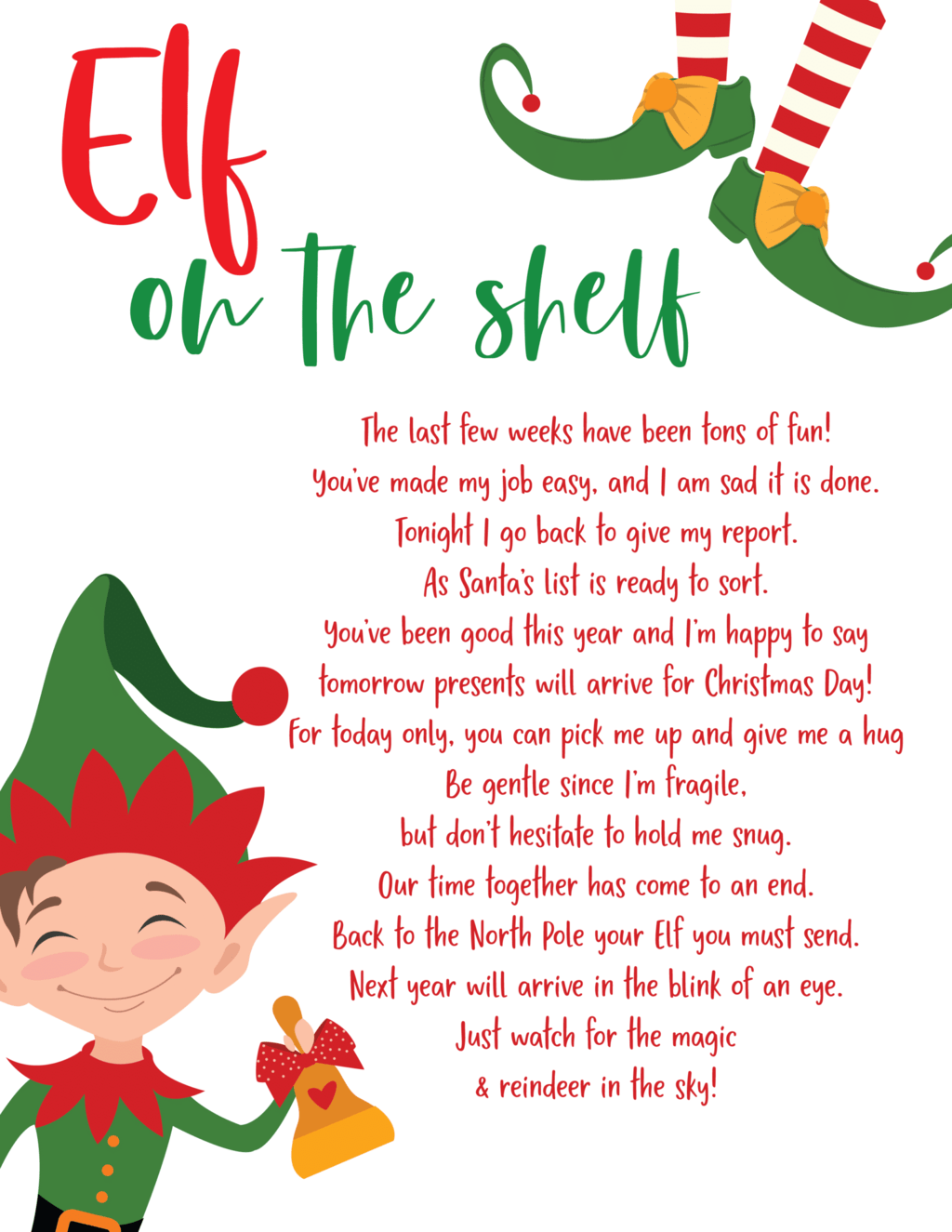 Printable Elf On The Shelf Goodbye Letter | Elf Goodbye Letter for Elf On A Shelf Goodbye Letter Free Printable