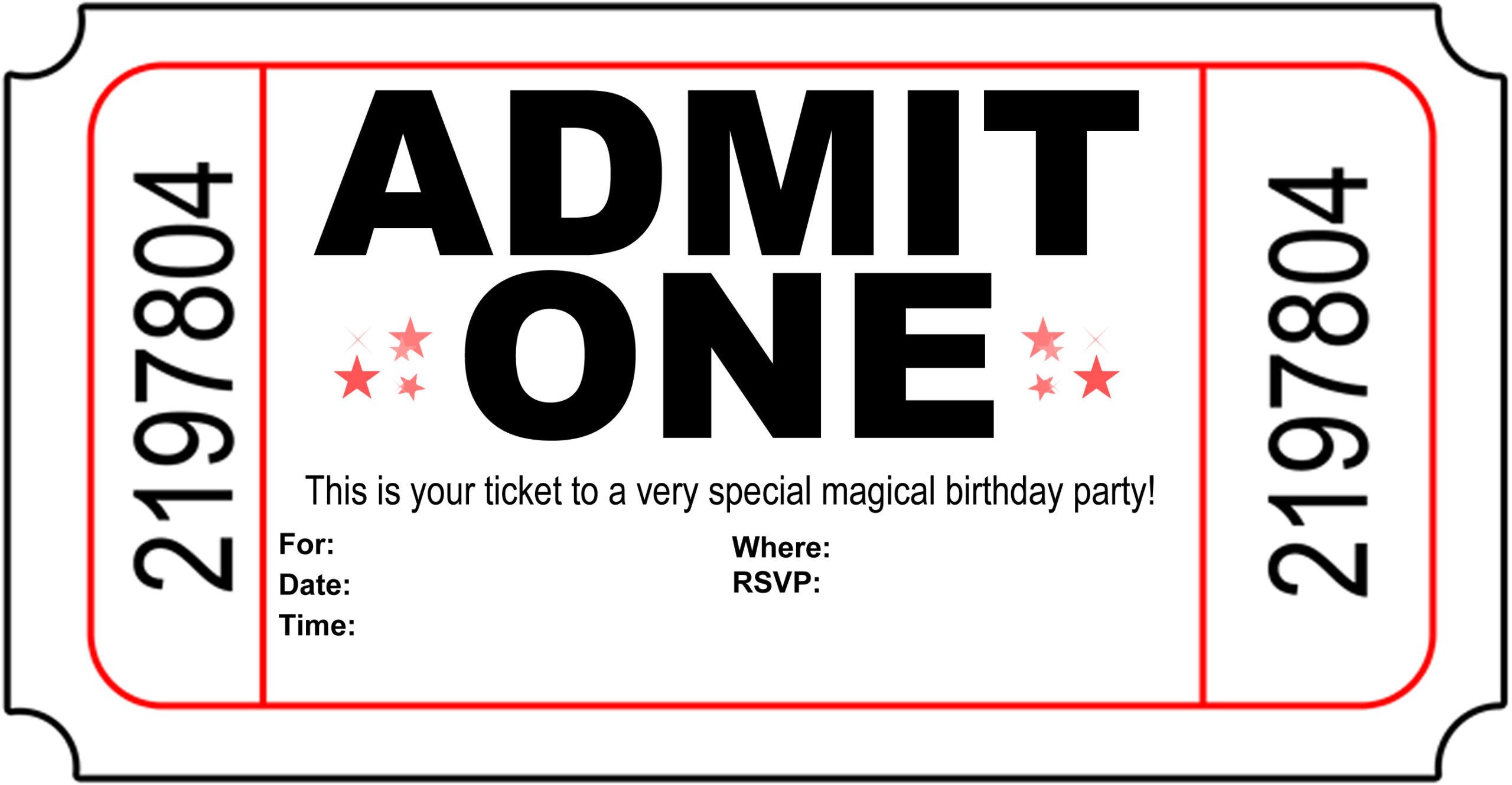 Printable Invitations – Happybirthdaymagic within Free Printable Admit One Invitations