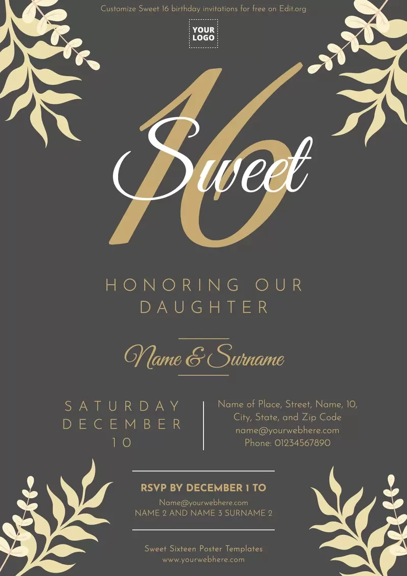 Printable Sweet Sixteen Invitations Online inside Free Printable 16Th Birthday Party Invitation Templates