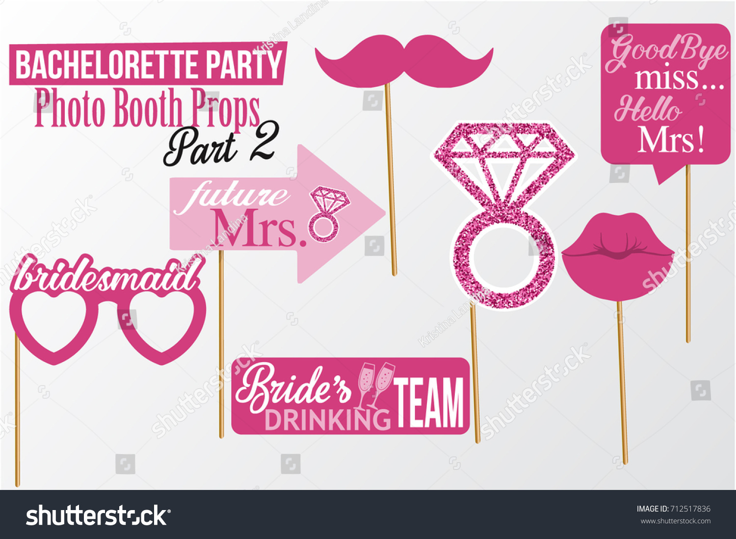 Sæt Med Printbar Bachelorette Fotokabine Rekvisitter Stock-Vektor inside Free Printable Bachelorette Signs