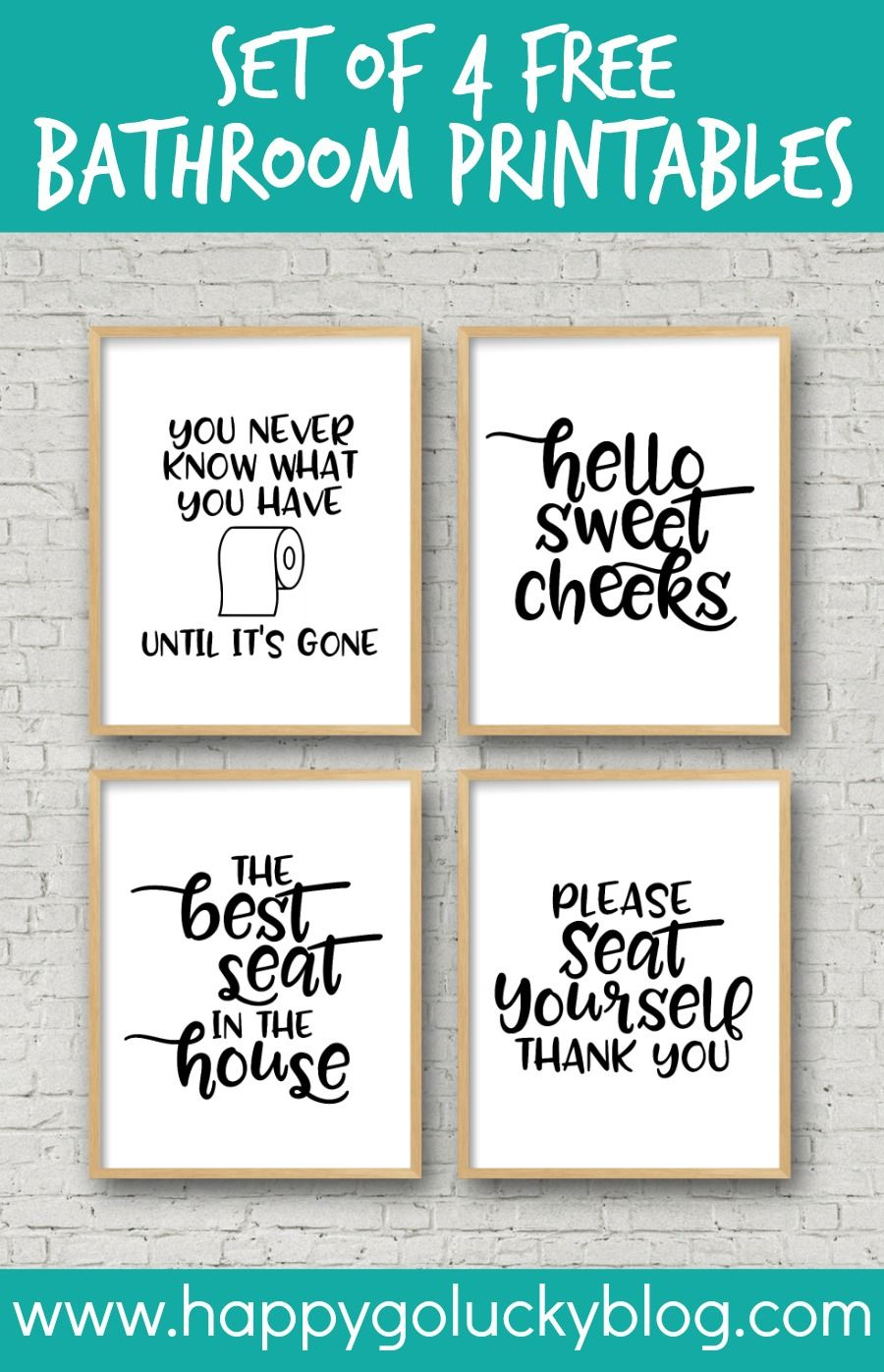 Set Of 4 Printable Bathroom Signs | Bathroom Printables, Printable intended for Free Funny Bathroom Printables