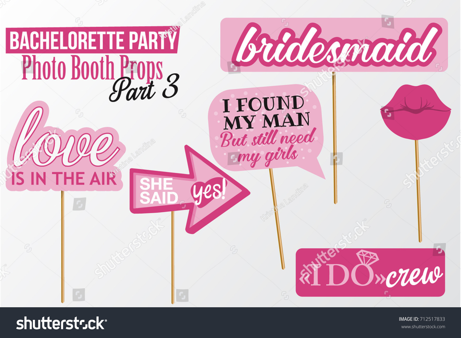 Set Printable Bachelorette Photobooth Props Vector Stock Vector pertaining to Free Printable Bachelorette Signs