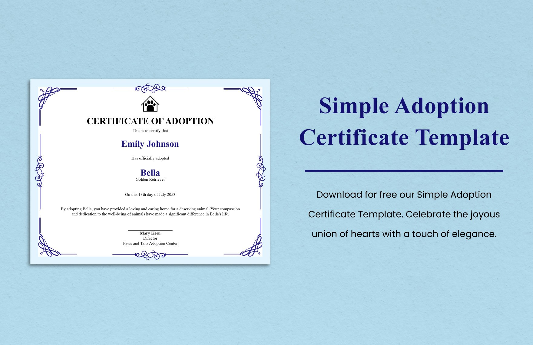 Simple Adoption Certificate Template In Word, Illustrator, Psd with regard to Free Printable Adoption Certificate