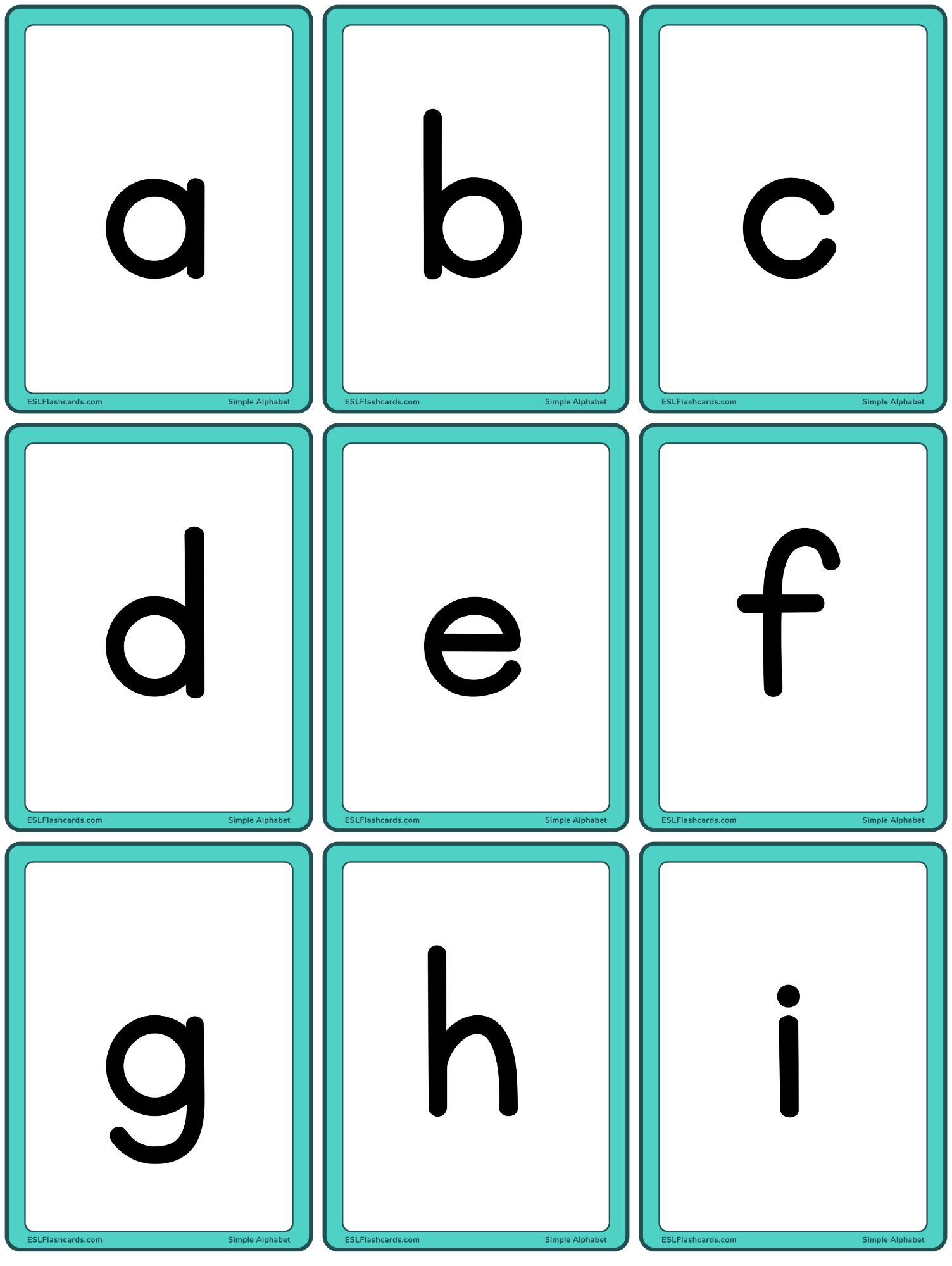 Simple Alphabet – Esl Flashcards throughout Free Printable ABC Flashcards