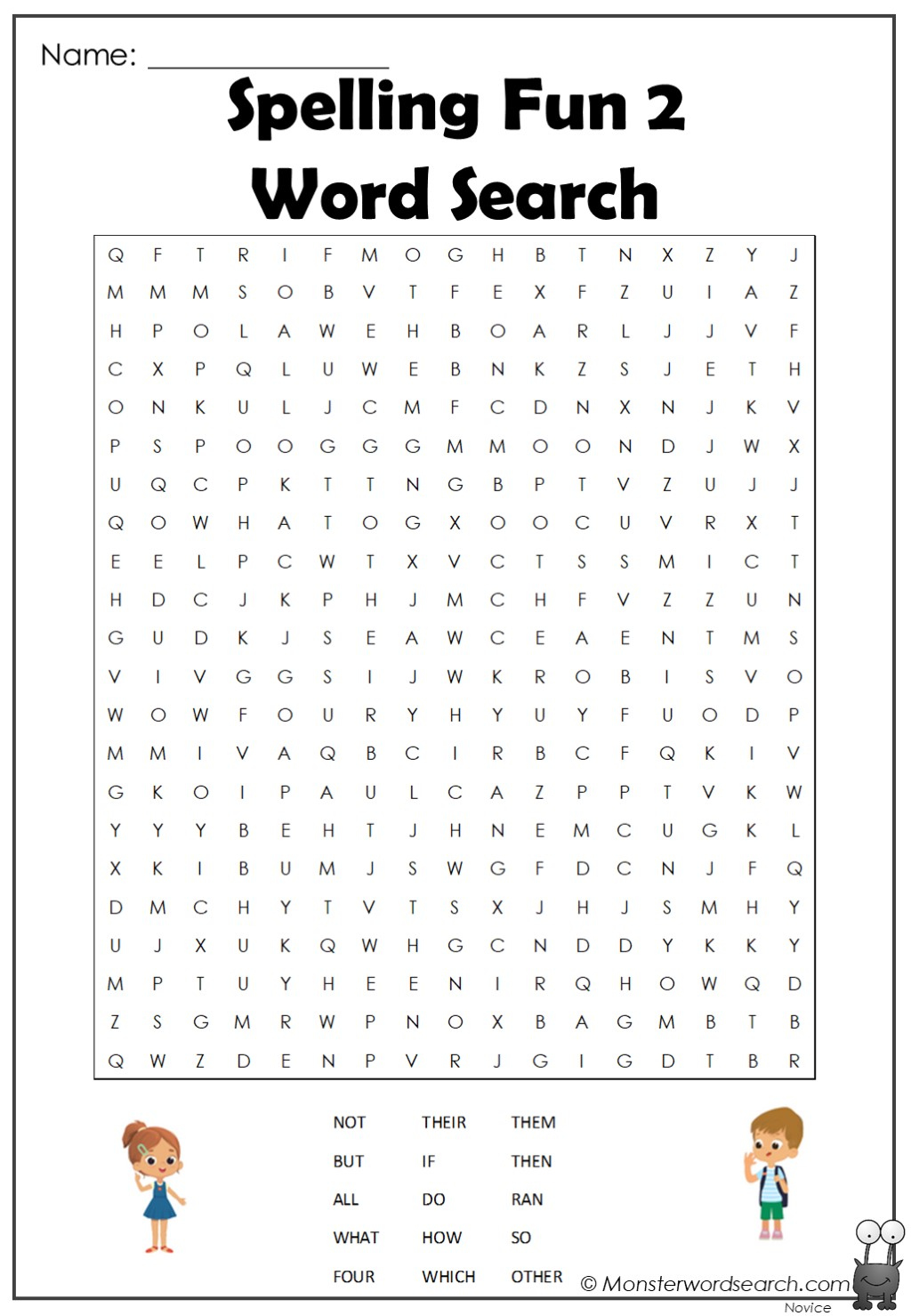 Spelling Fun 2 Word Search - Monster Word Search regarding 2nd Grade Word Search Free Printable