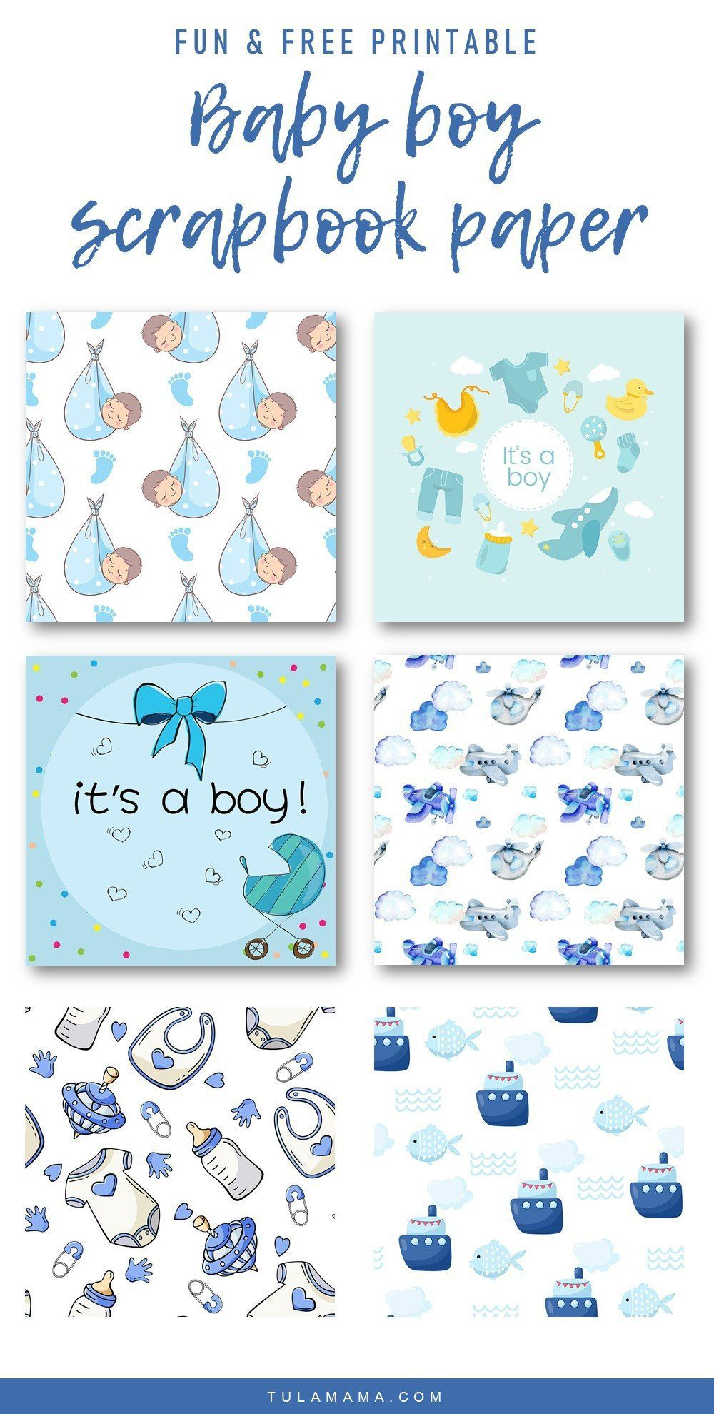 The Cutest Baby Boy Scrapbook Paper | Free Printable | Boy within Free Printable Baby Scrapbook Pages