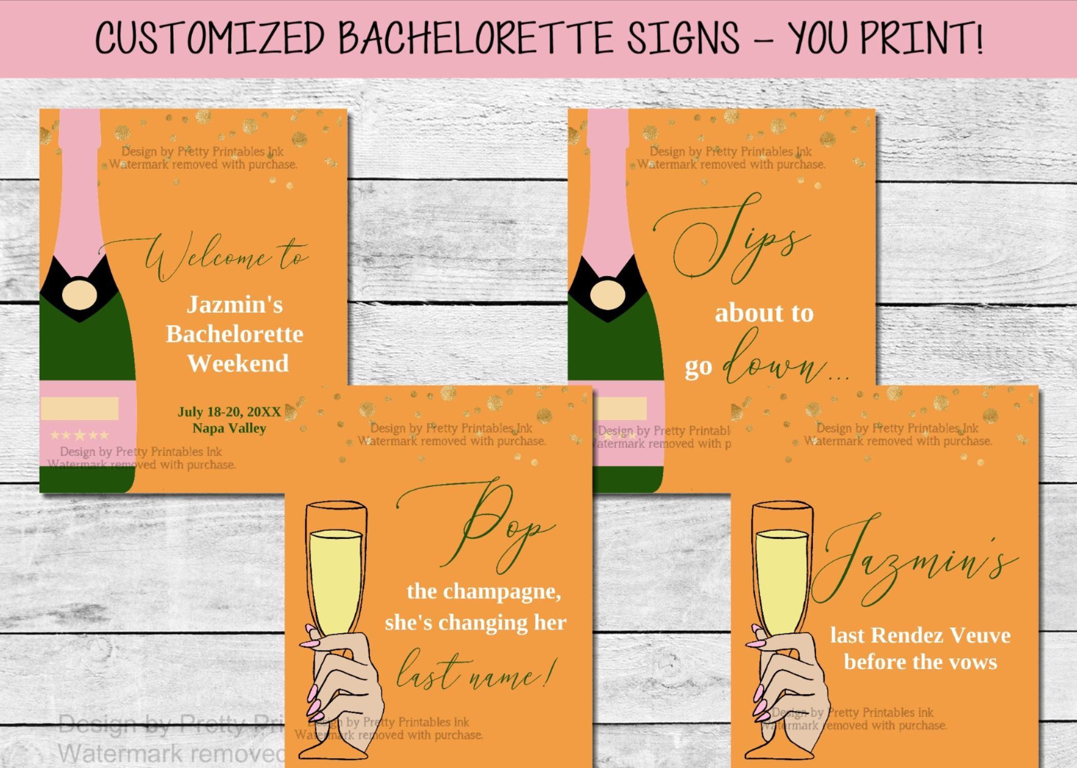 Veuve Before Vows Bachelorette Signs with regard to Free Printable Bachelorette Signs