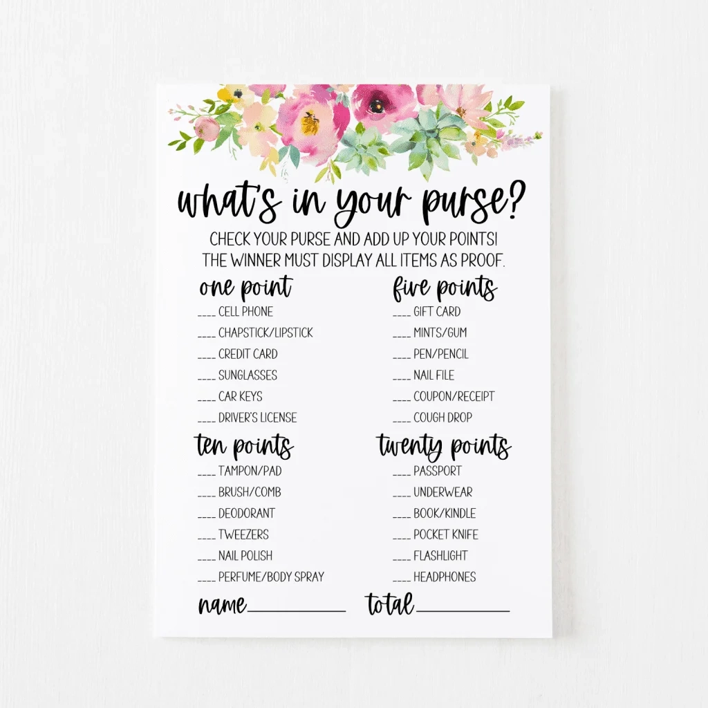 What&amp;#039;S In Your Purse? Game Free Printable | Modern Moh throughout Free Printable Baby Shower Game What&amp;amp;#039;s in Your Purse