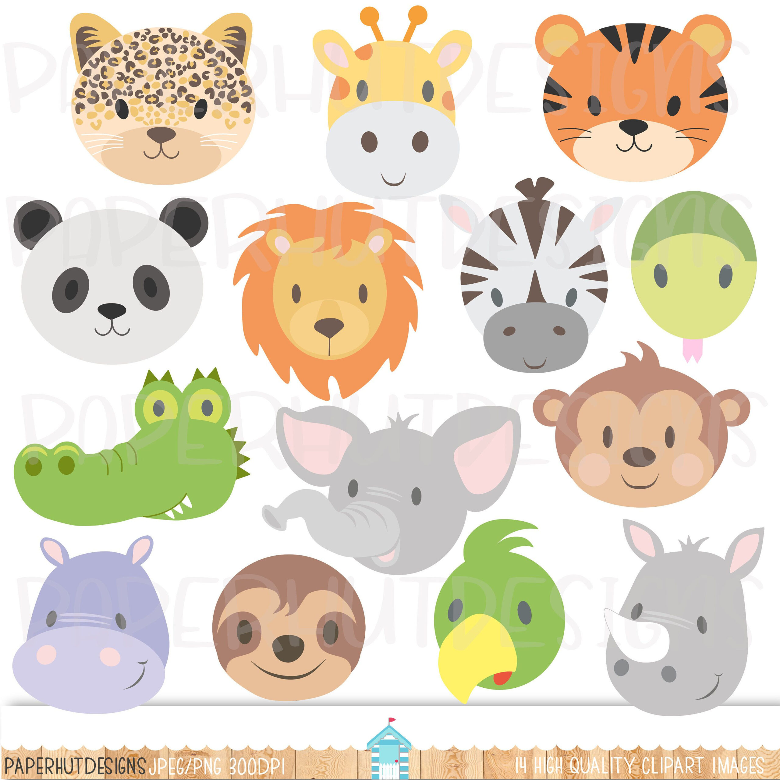 Wild Animal Faces Clipart Jungle Animals Clip Art-Zoo Animal Faces regarding Free Printable Baby Jungle Animal Clipart