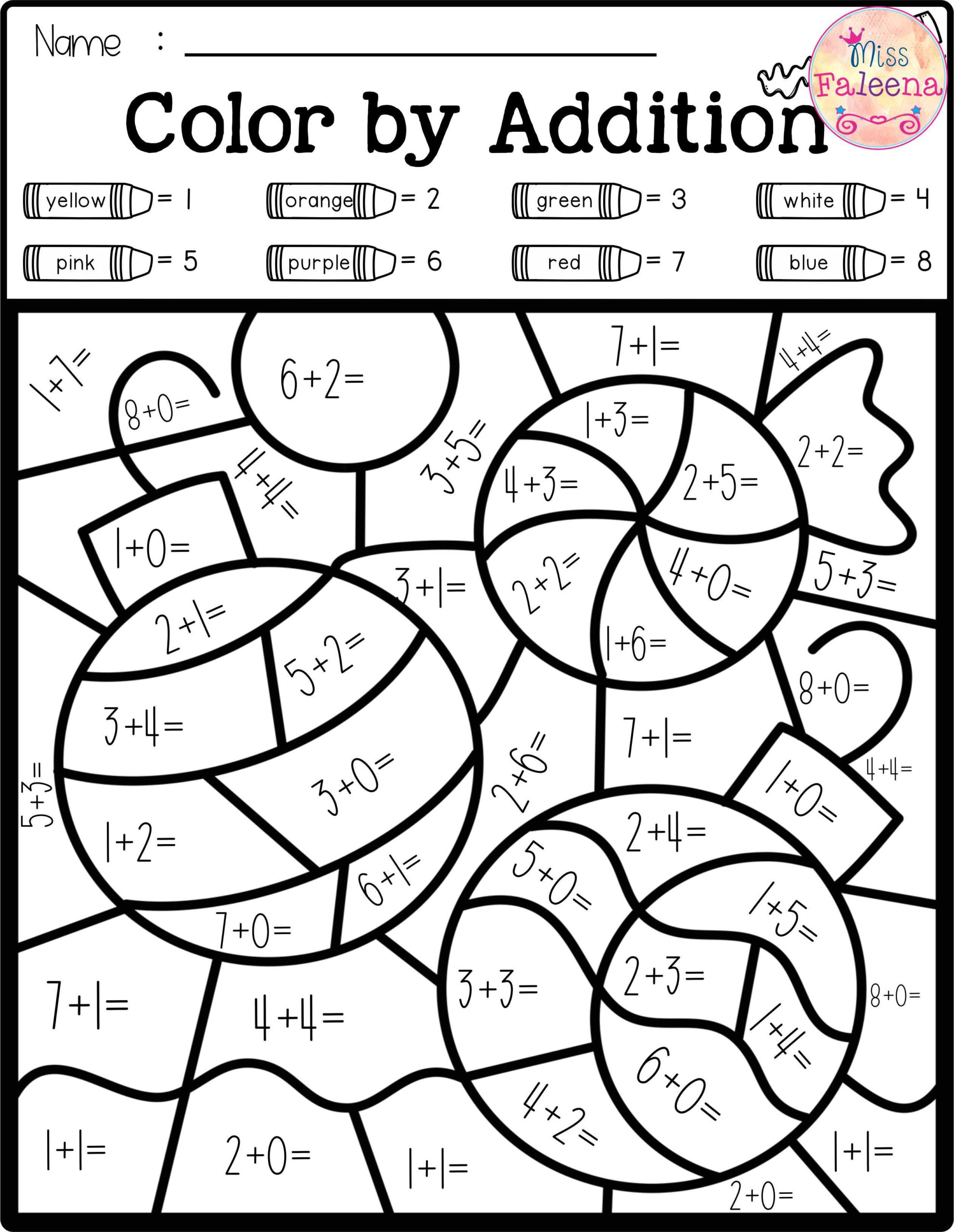 Winter Colorcode – Math (Colornumber, Addition in Free Printable Activity Sheets For 2Nd Grade