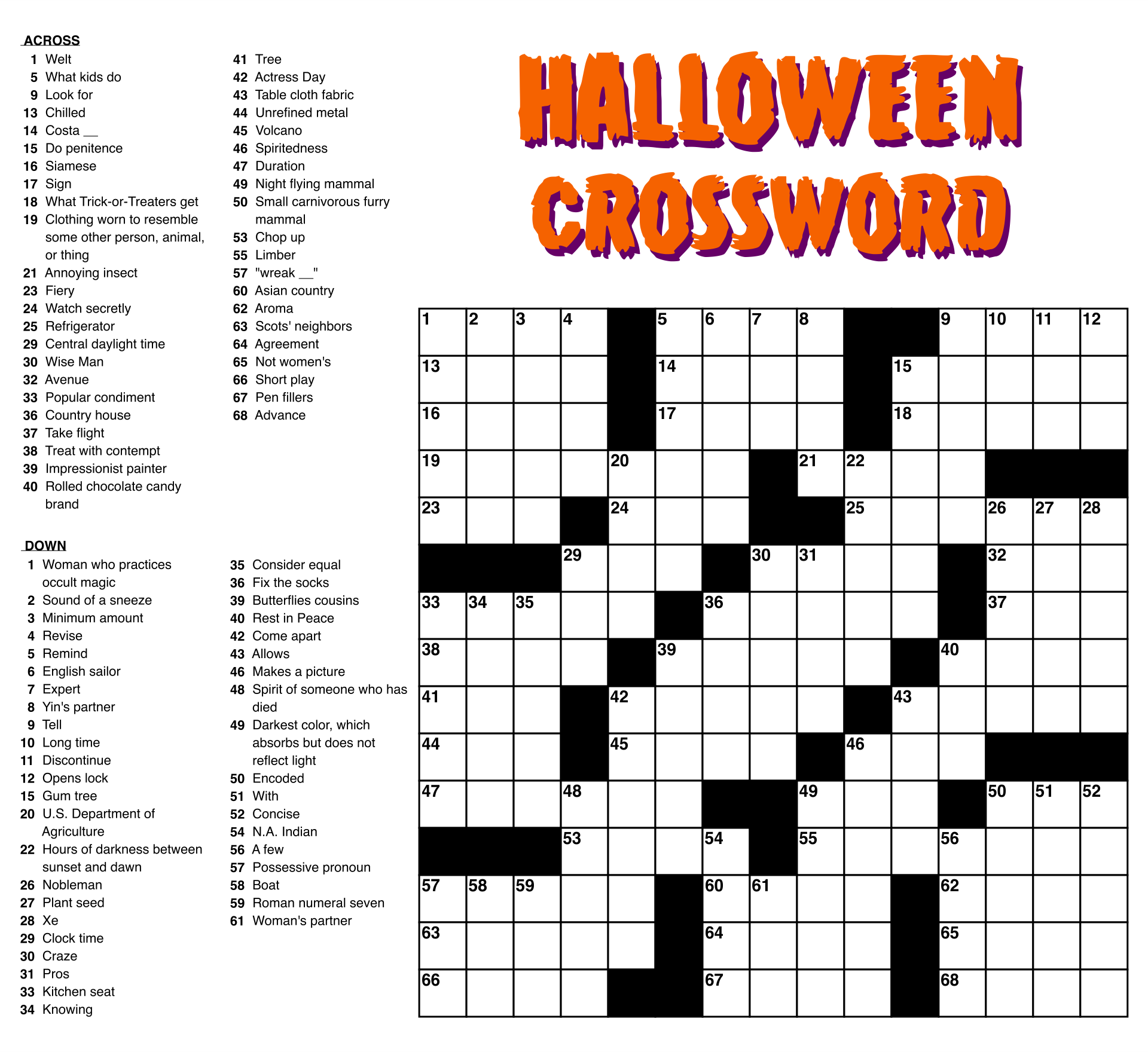 10 Best Large Print Easy Crossword Puzzles Printable Pdf For Free for Free Printable Easy Fill In Puzzles