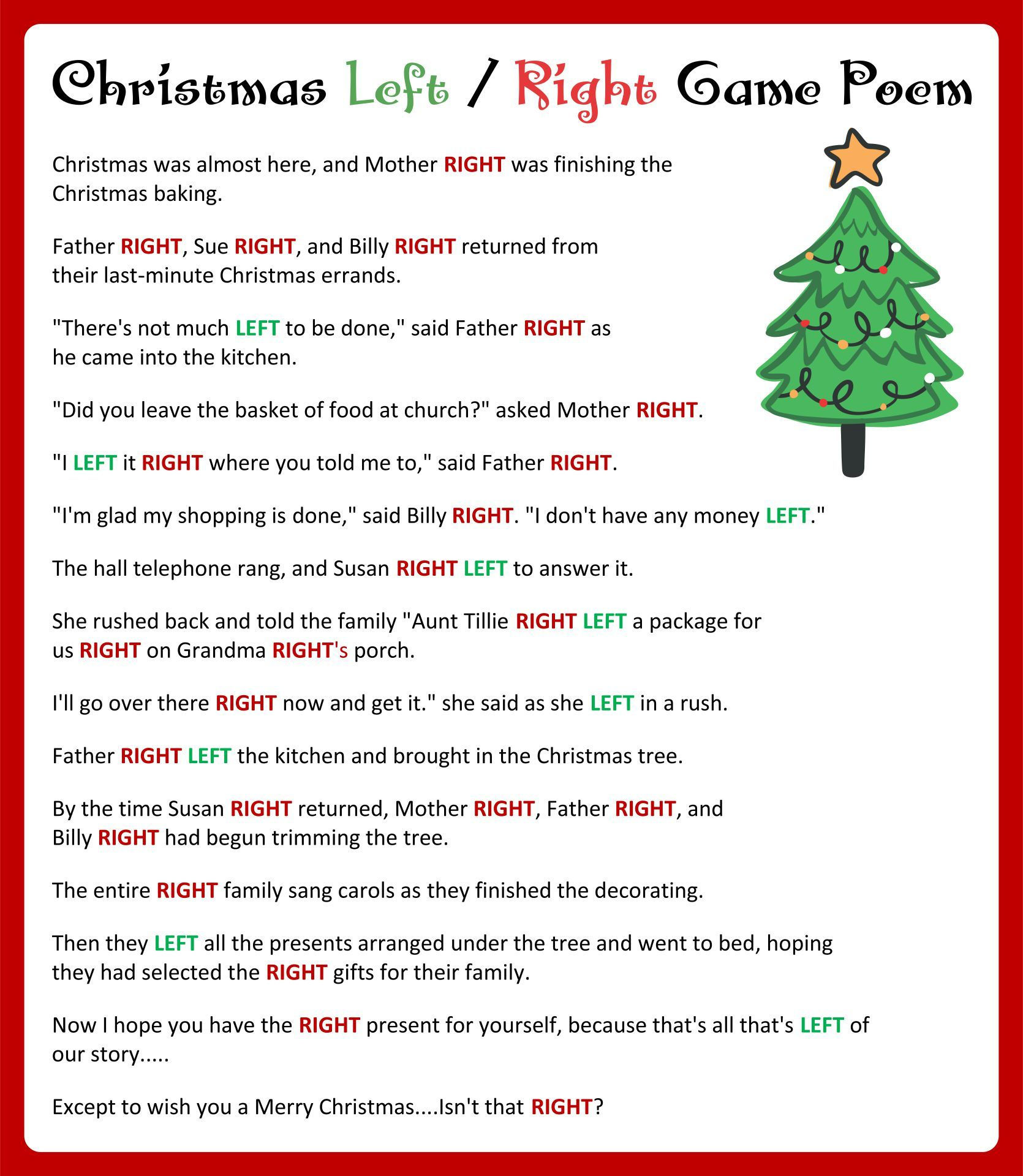 10 Best Printable Left-Right Rudolph Game regarding Free Printable Left Right Game