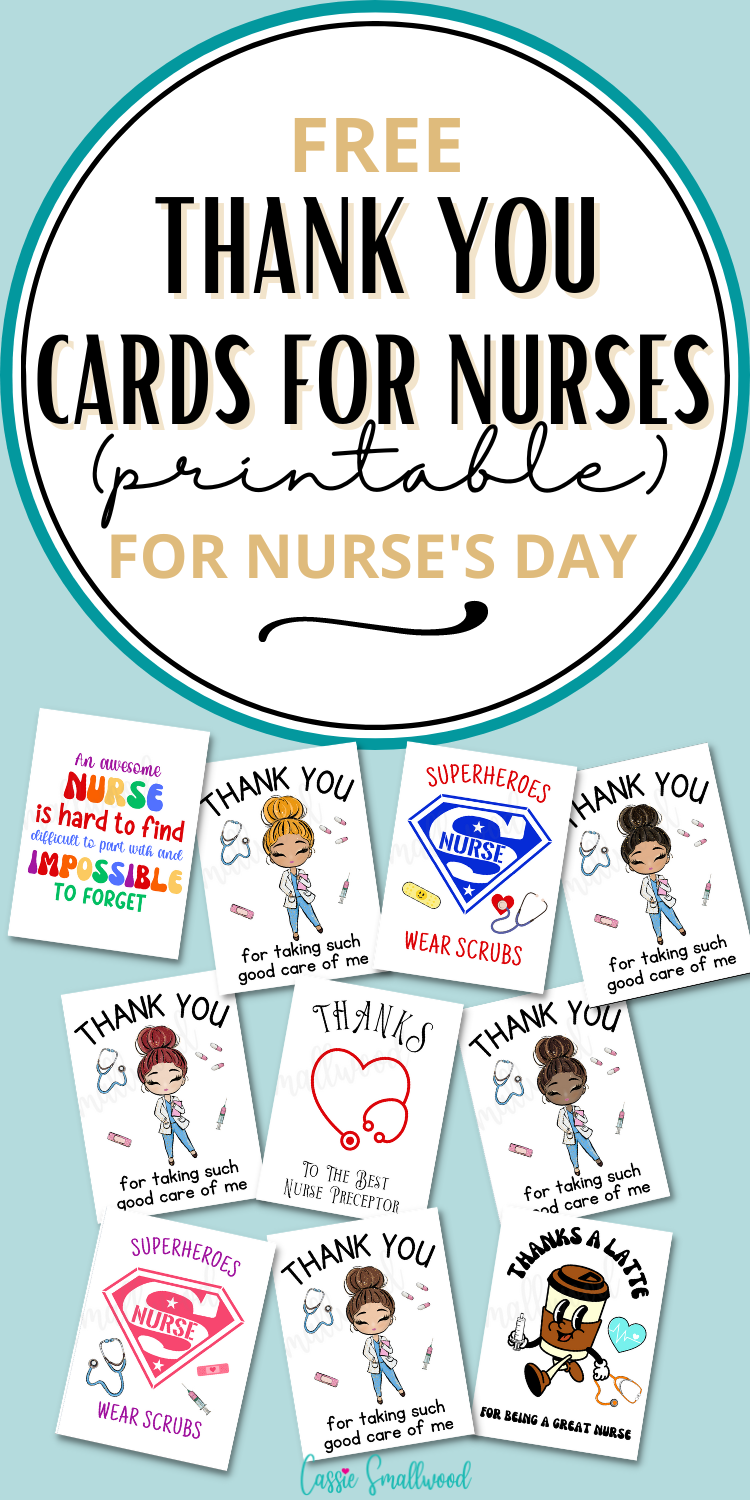 10 Cute Nurse Thank You Cards (Free Printable) - Cassie Smallwood inside Nurses Day Cards Free Printable