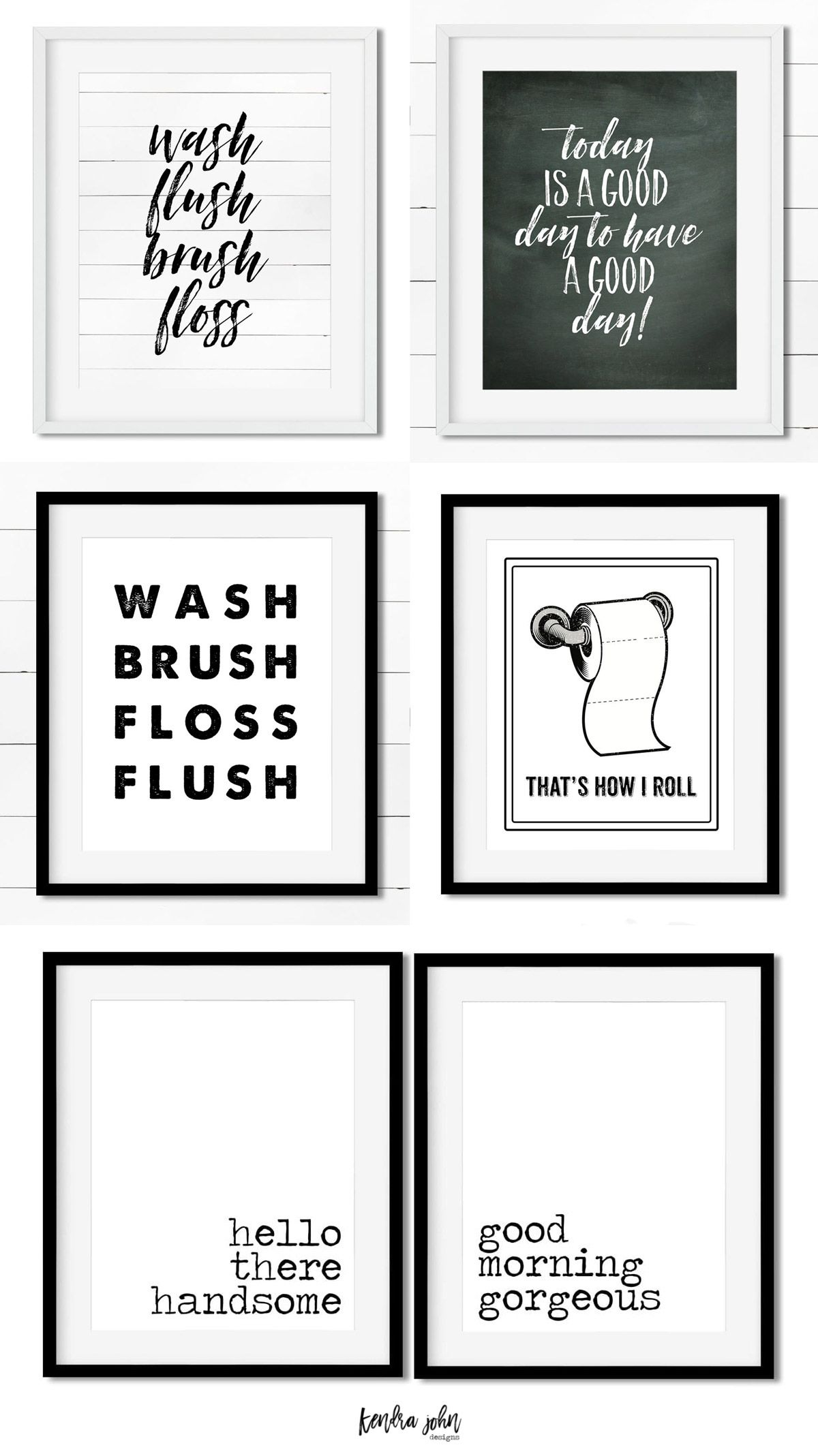 10 Free Black And White Bathroom Printables - Kendra John Designs inside Free Bathroom Printables