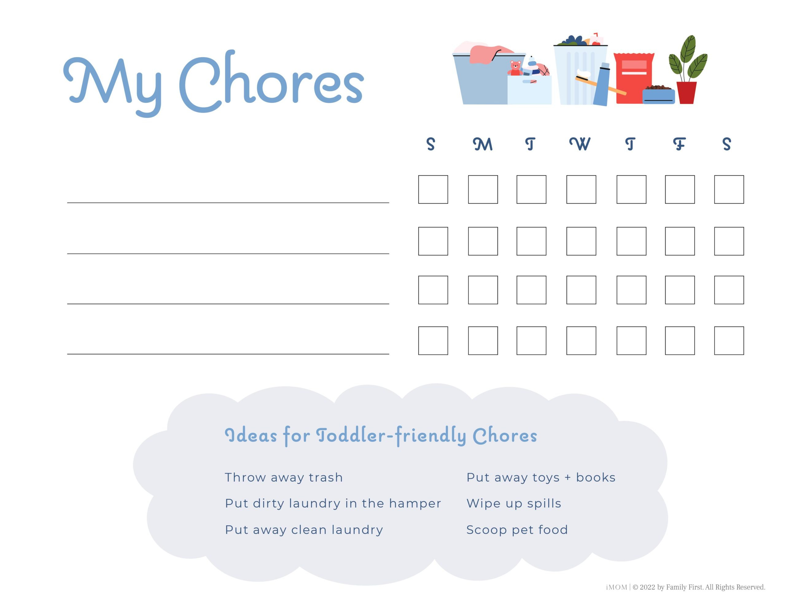 10 Free Printable Chore Charts - Imom inside Free Printable Chore Charts For Kids With Pictures