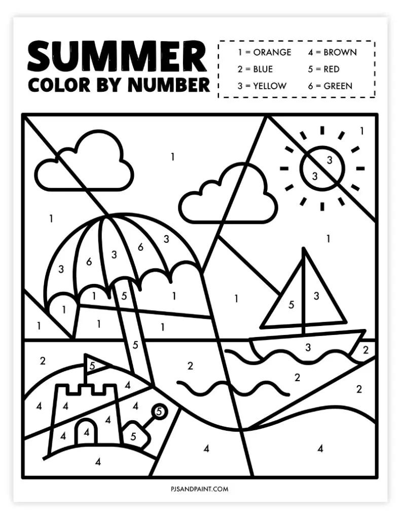 10 Free Printable Colornumber Worksheets - Pjs And Paint with Free Printable Color By Number