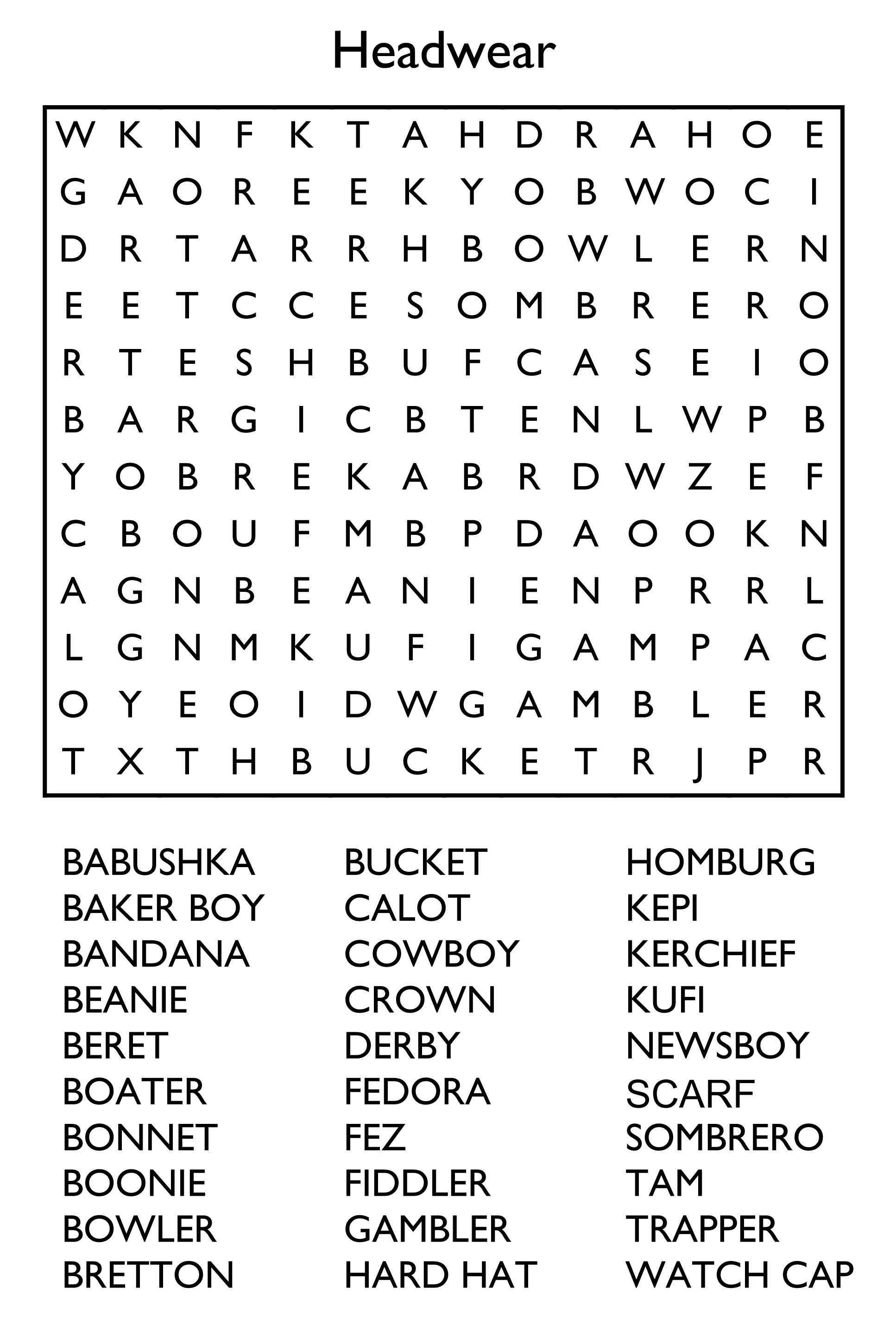 10 Free Printable Word Search Puzzles regarding Free Printable Word Searches For Adults Large Print