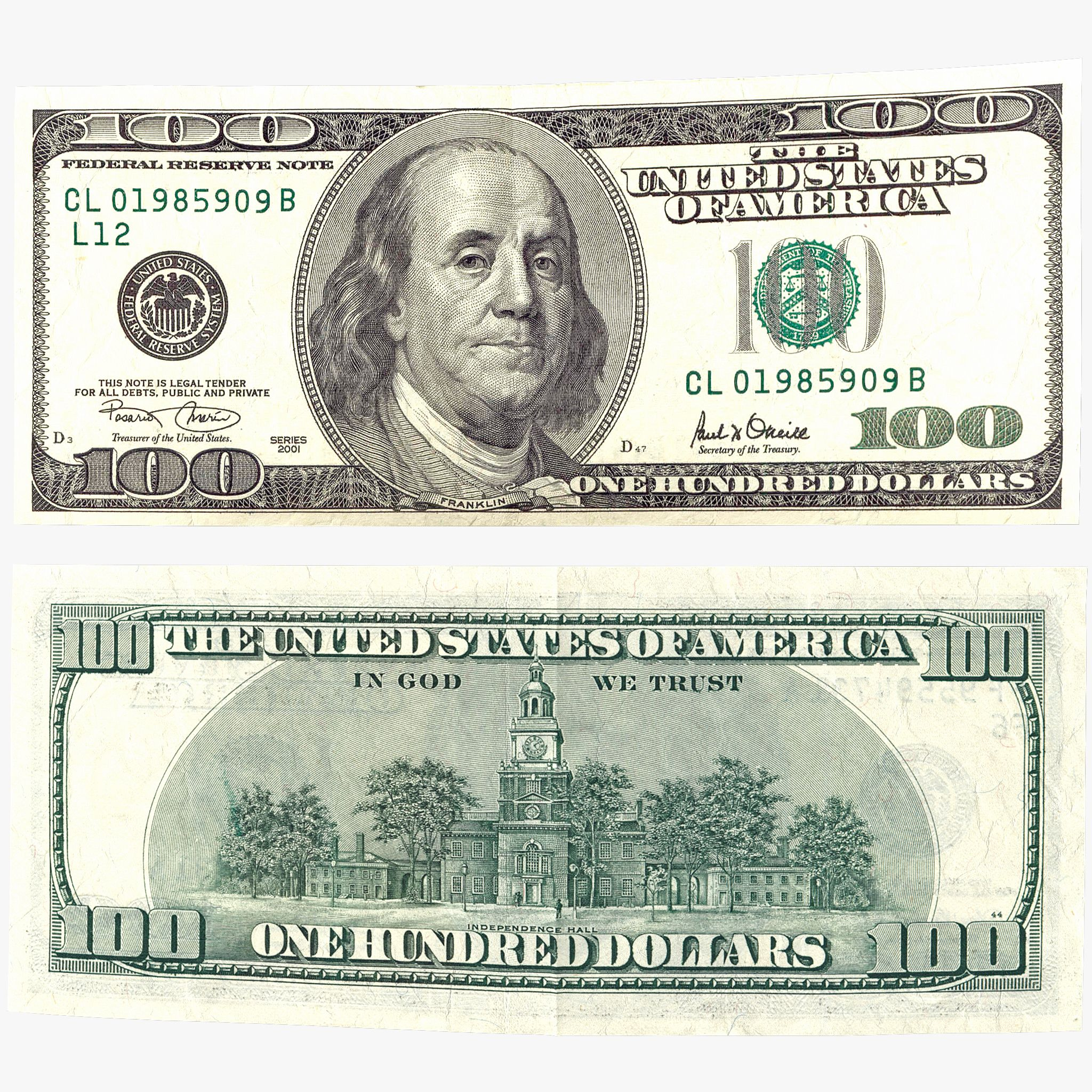 100 Dollar Bill 3D Model $19 - .Obj .Lwo .3Ds .Max .Ma .C4D - Free3D pertaining to Free Printable 100 Dollar Bill