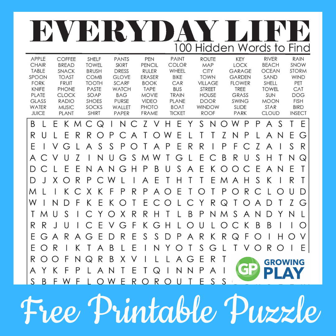 100 Hard Word Search Puzzles Printable - Free - Growing Play intended for Free Printable Word Search Puzzles For High School Students