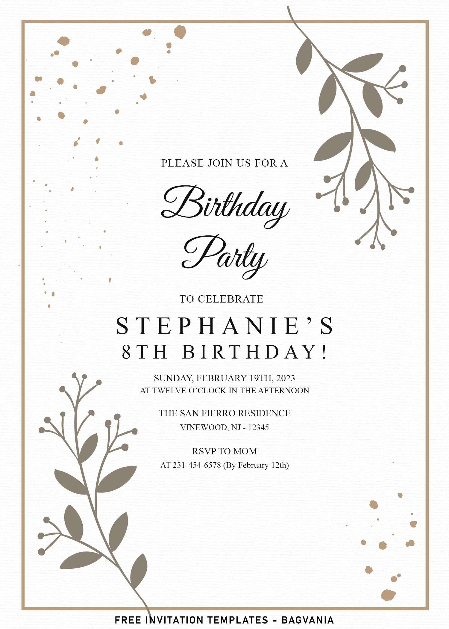 11+ Aesthetic Greenery Eucalyptus Birthday Invitation Templates throughout Free Printable Birthday Invitations Pinterest