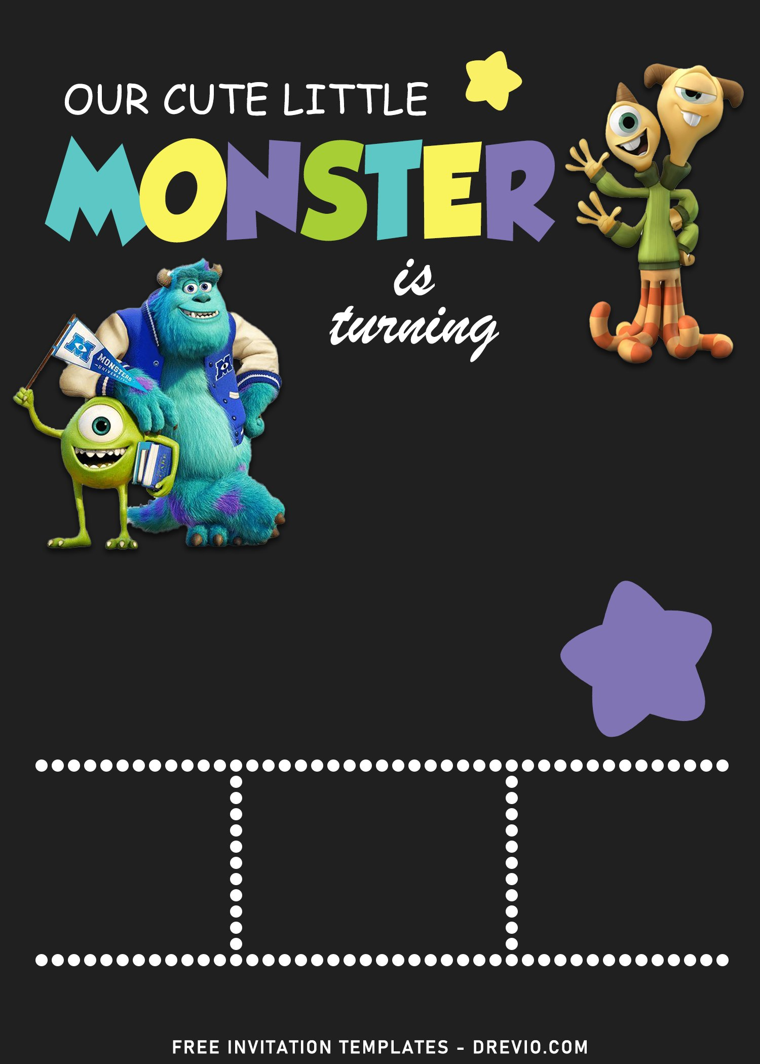 11+ Monster Inc University Birthday Invitation Templates throughout Free Printable Monsters Inc Birthday Invitations