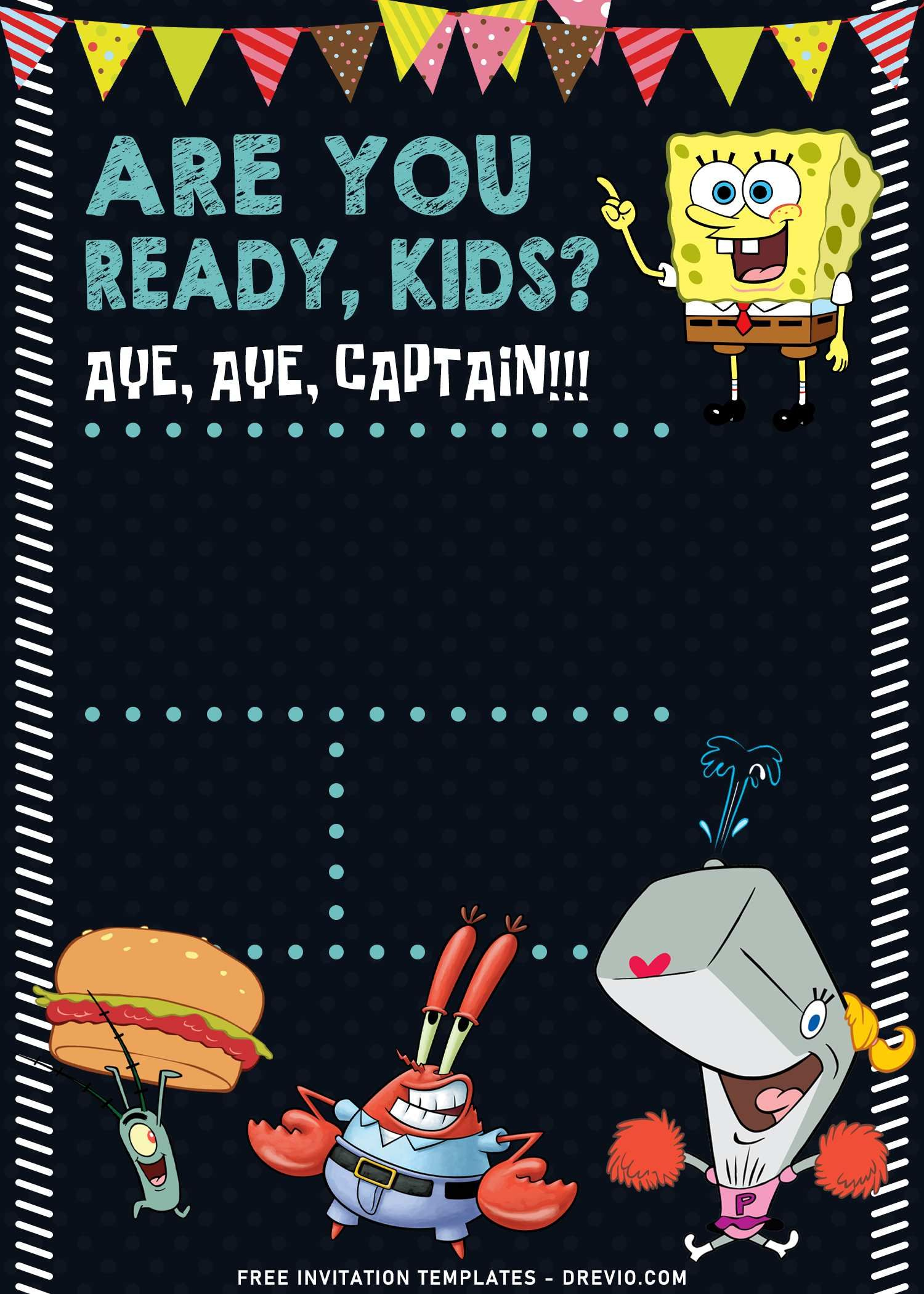 11+ Personalized Spongebob Chalkboard Birthday Invitation with Spongebob Free Printable Invitations