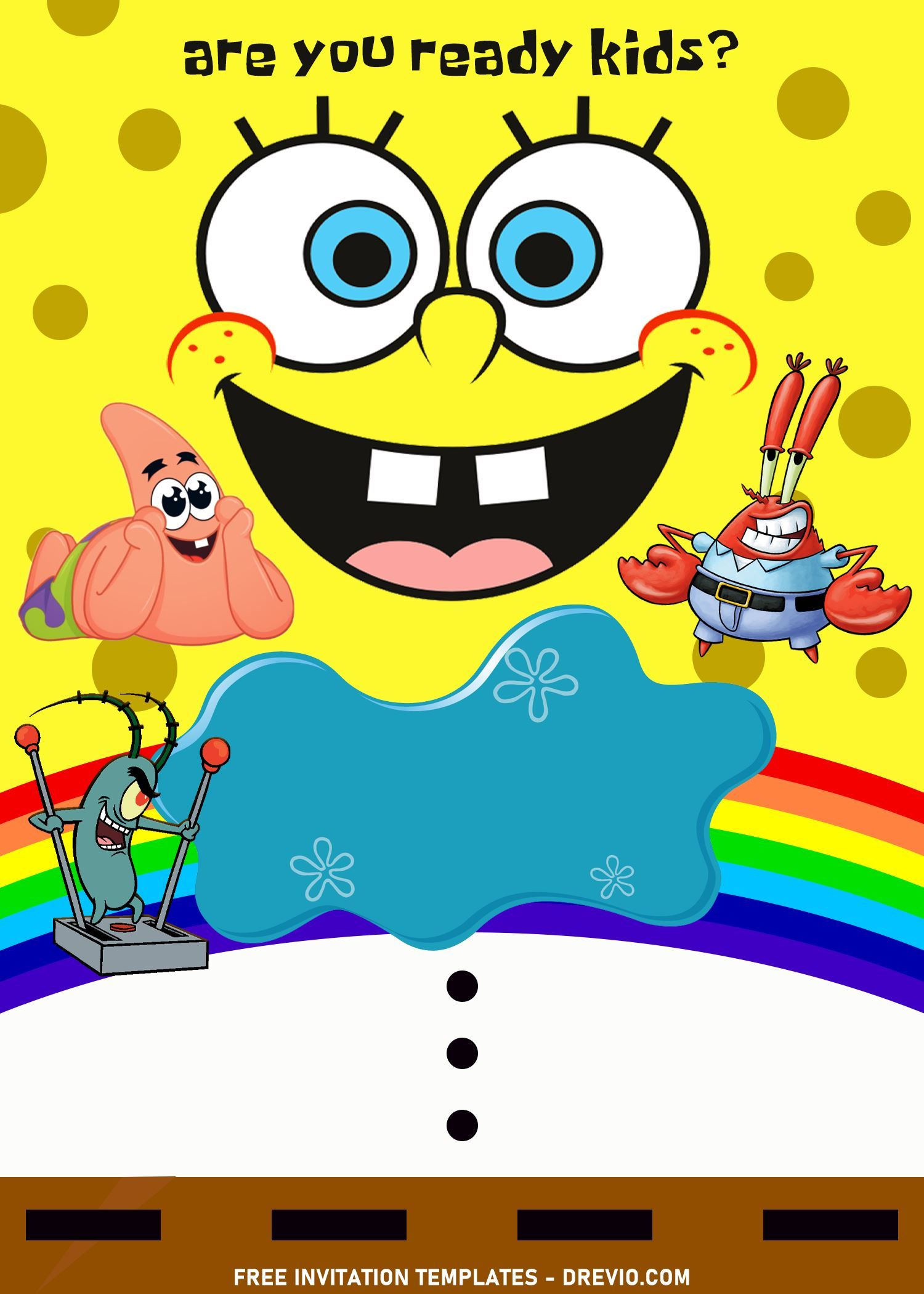 11+ Spongebob Party Time Birthday Invitation Templates For All within Spongebob Free Printable Invitations