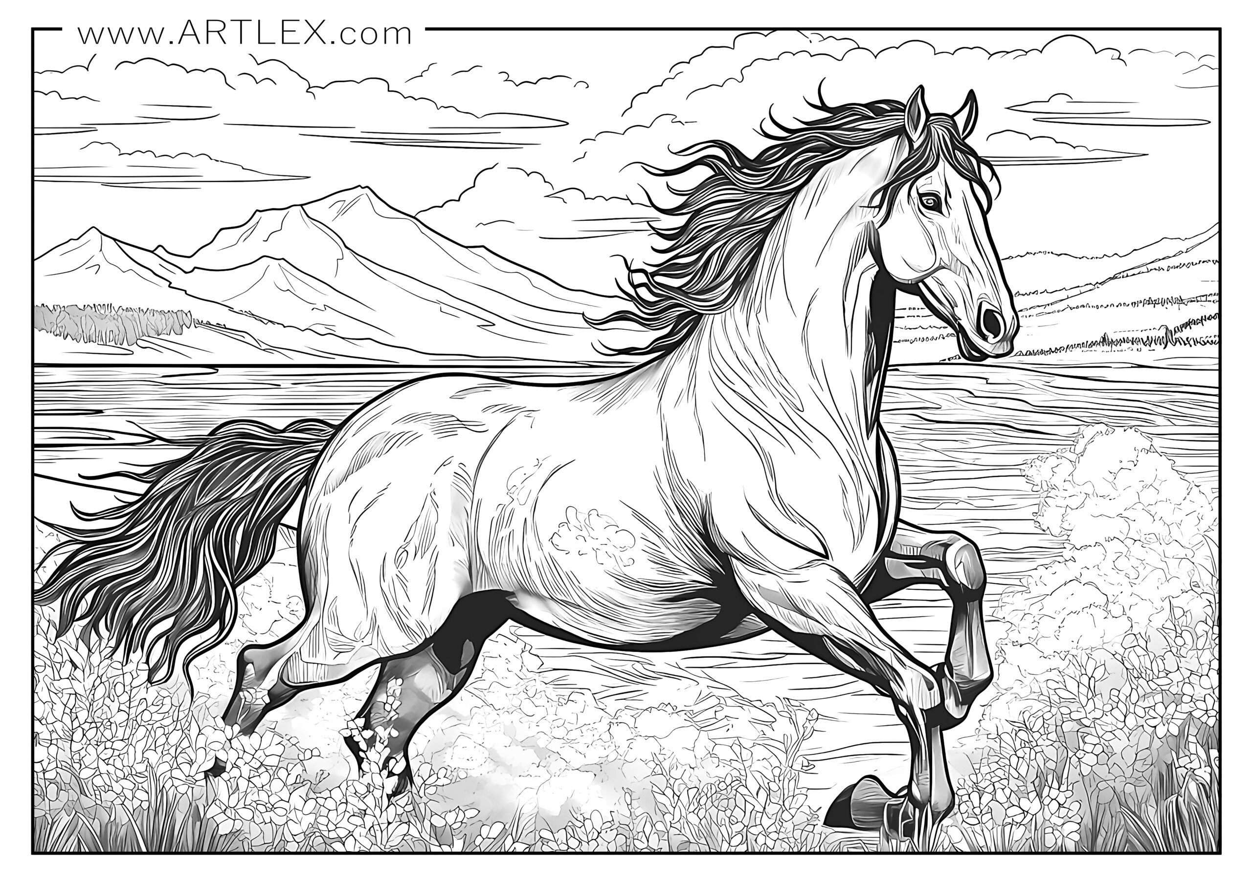 12 Best Horses Coloring Pages (Free + Printable) - Artlex in Free Printable Realistic Horse Coloring Pages