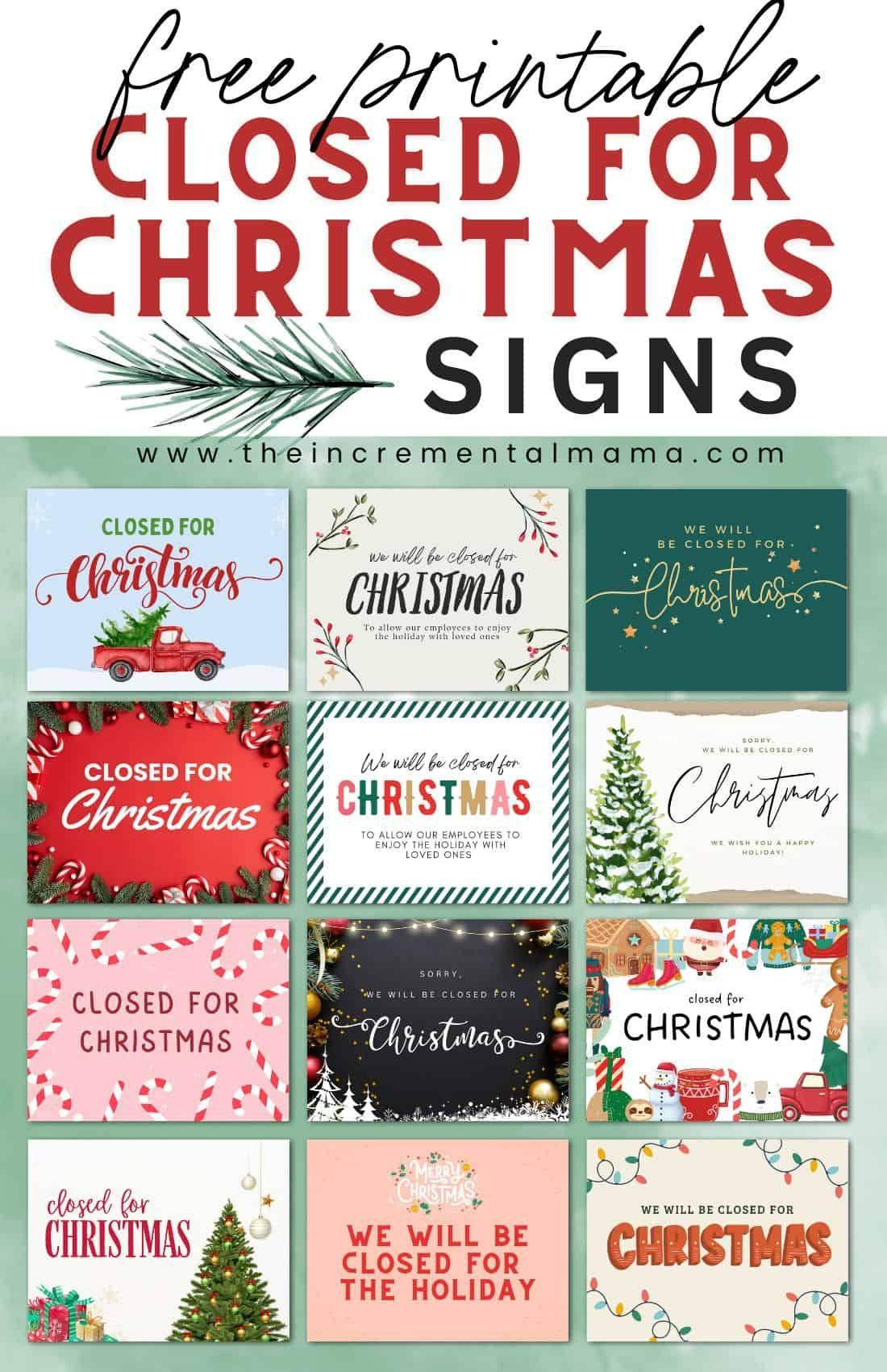12 Free Closed For Christmas Sign Templates intended for Free Printable Holiday Closed Signs