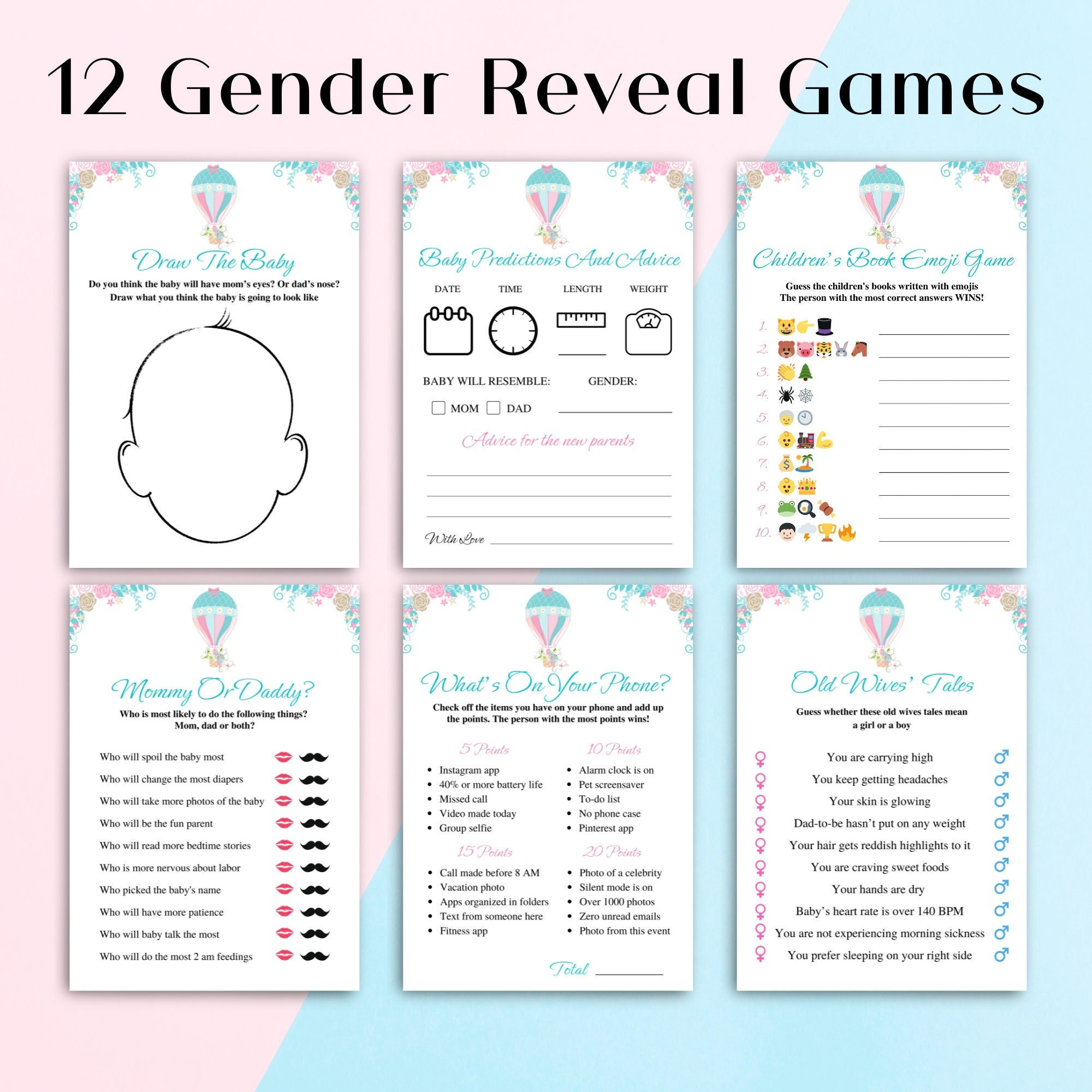 12 Printable Gender Reveal Games Pink And Blue Baby Gender Reveal inside Free Printable Gender Reveal Games