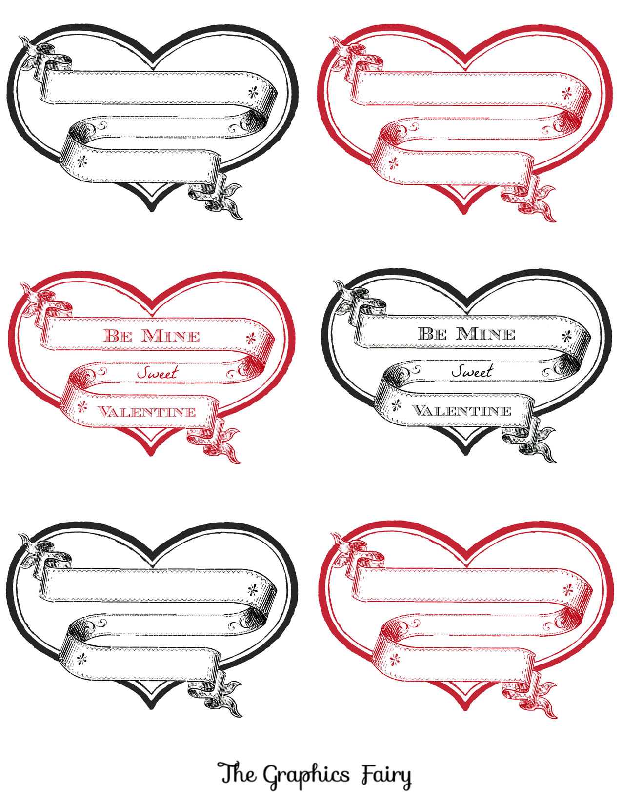 12 Printable Valentine Heart Images! - The Graphics Fairy throughout Free Printable Valentine Graphics