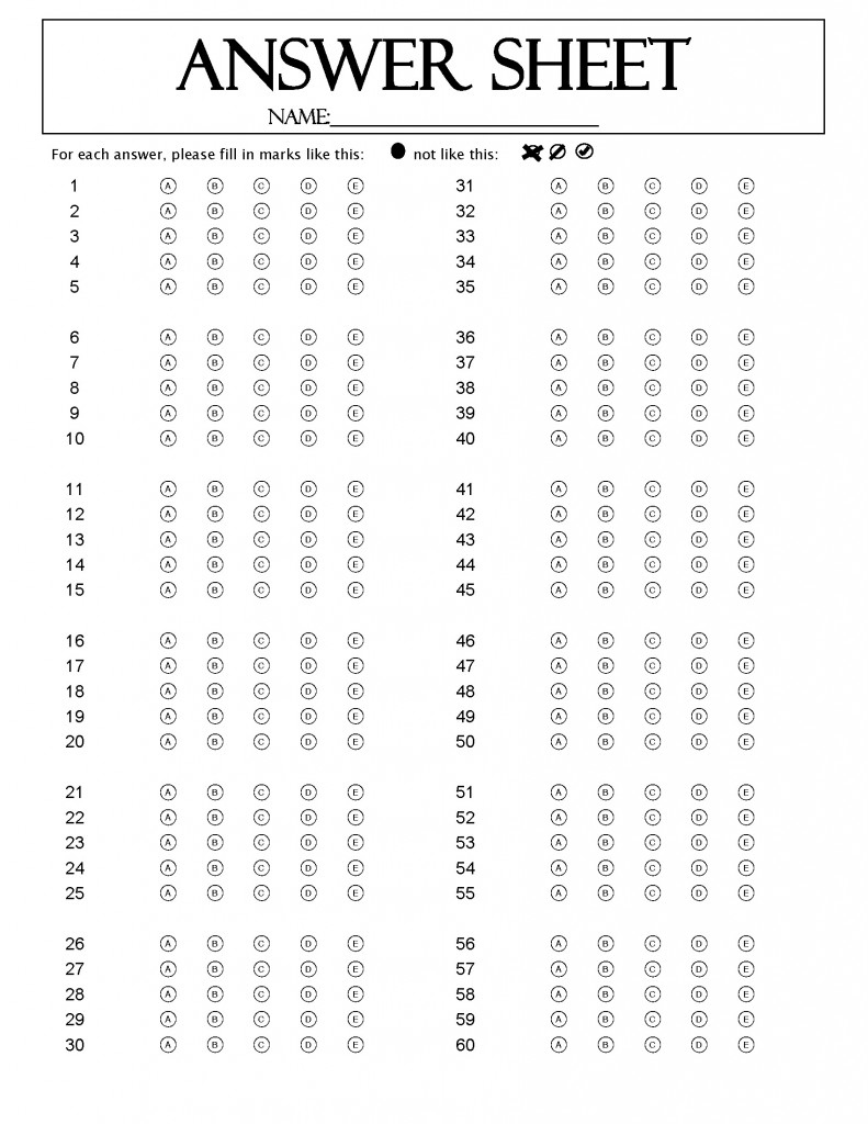 120 Question Answer Sheet · Remark Software for Free Printable Bubble Answer Sheets