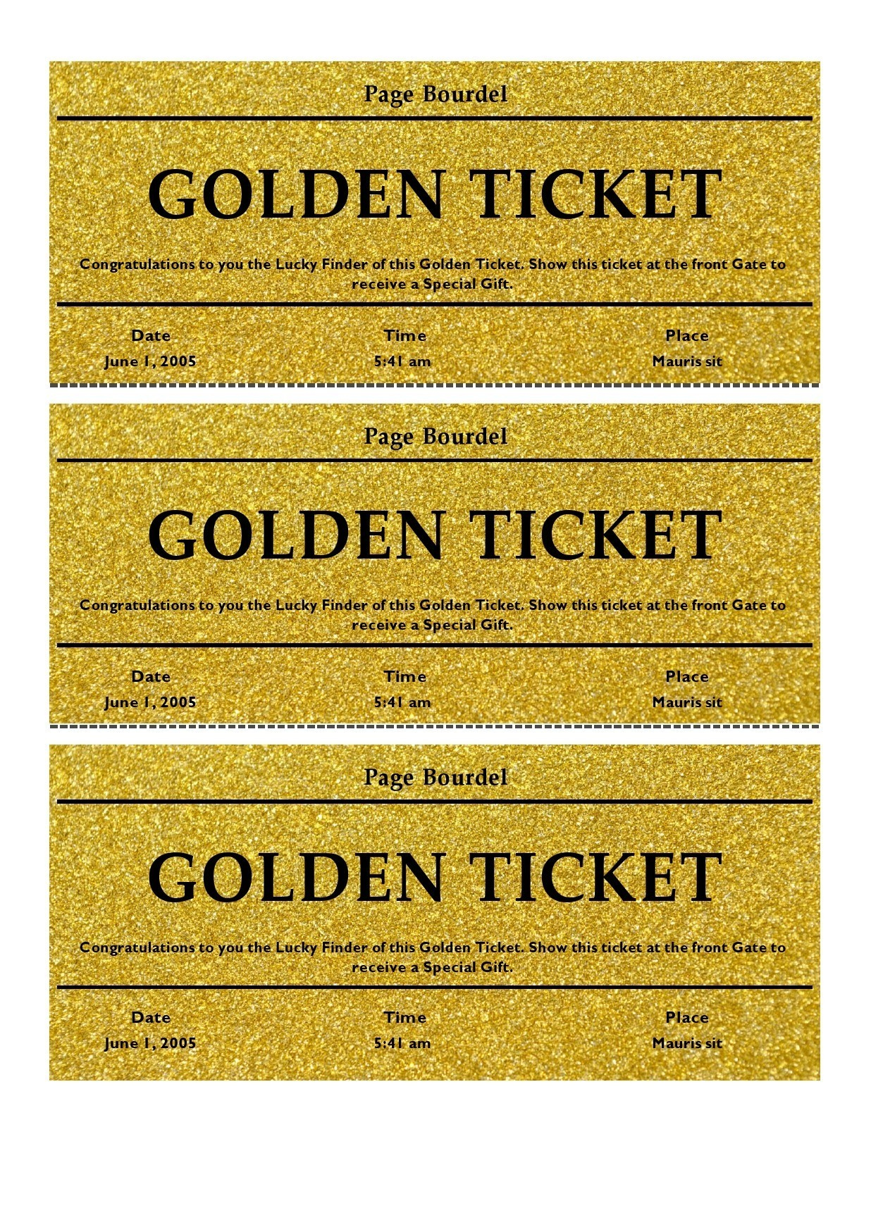 13 Editable Golden Ticket Templates (Free Downloads) with Golden Ticket Printable Free