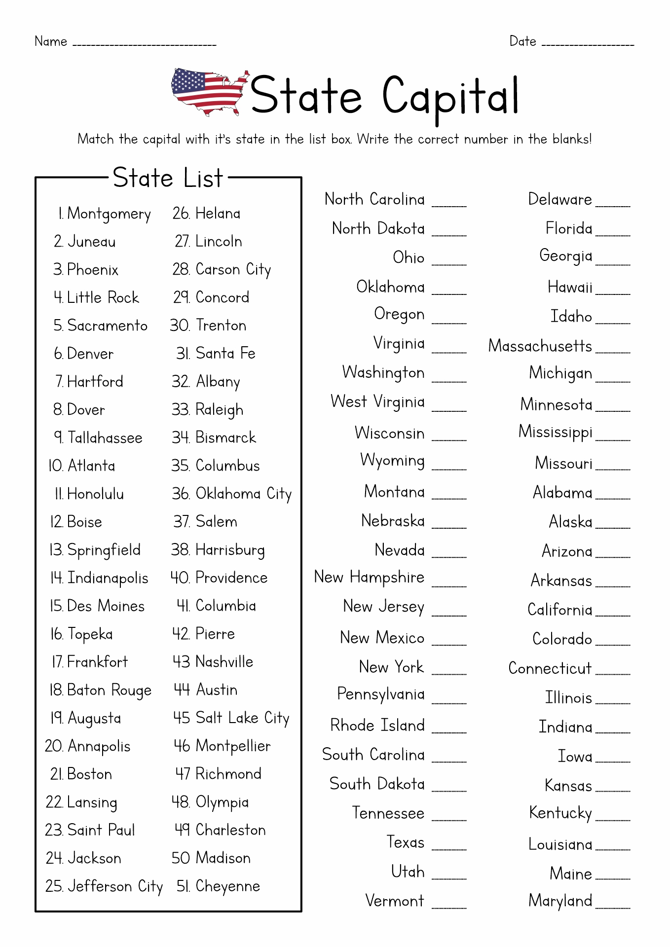 13 Fifty States Worksheets - Free Pdf At Worksheeto pertaining to Free Printable States And Capitals Worksheets