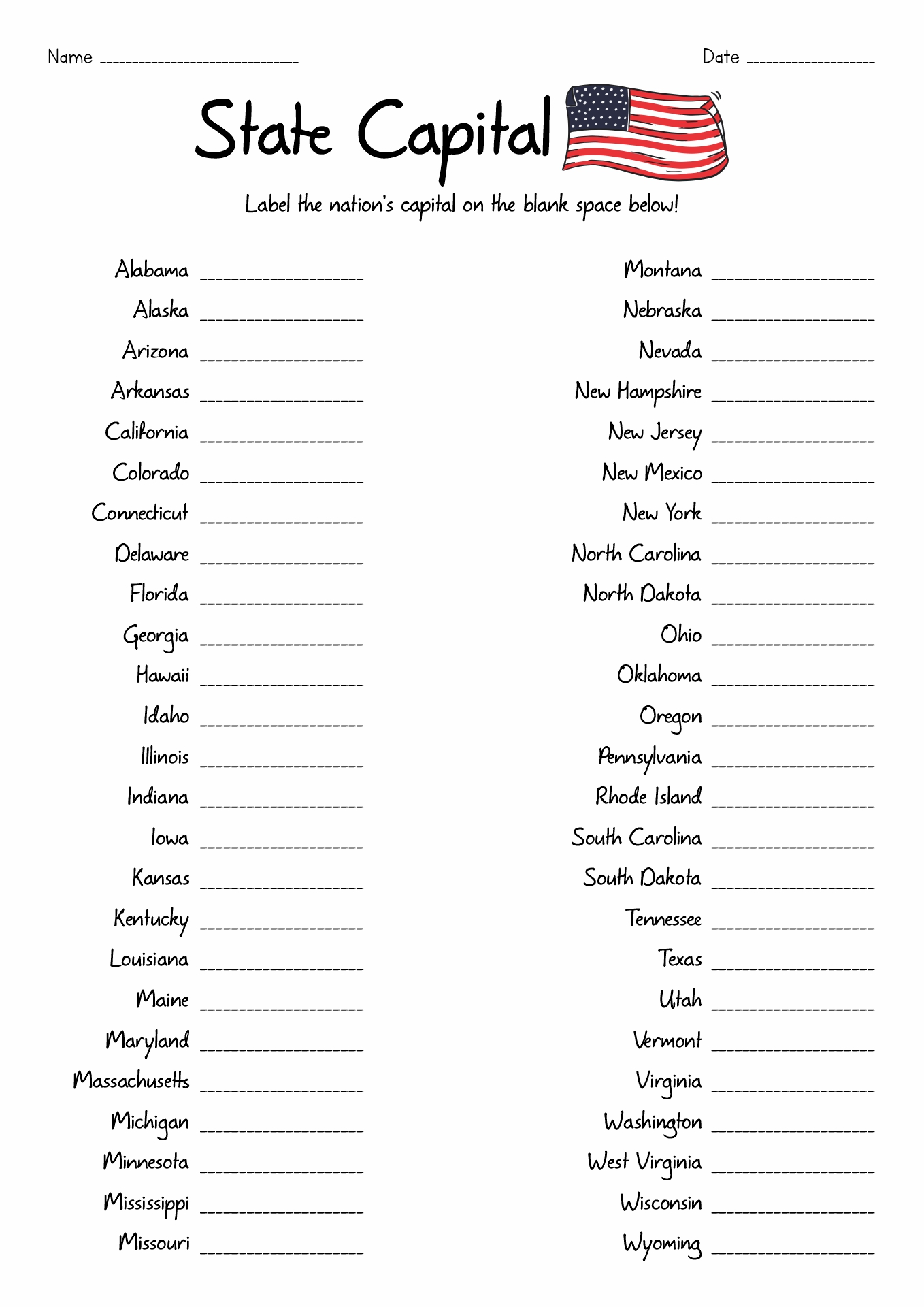 13 Fifty States Worksheets - Free Pdf At Worksheeto pertaining to Free Printable States and Capitals Worksheets