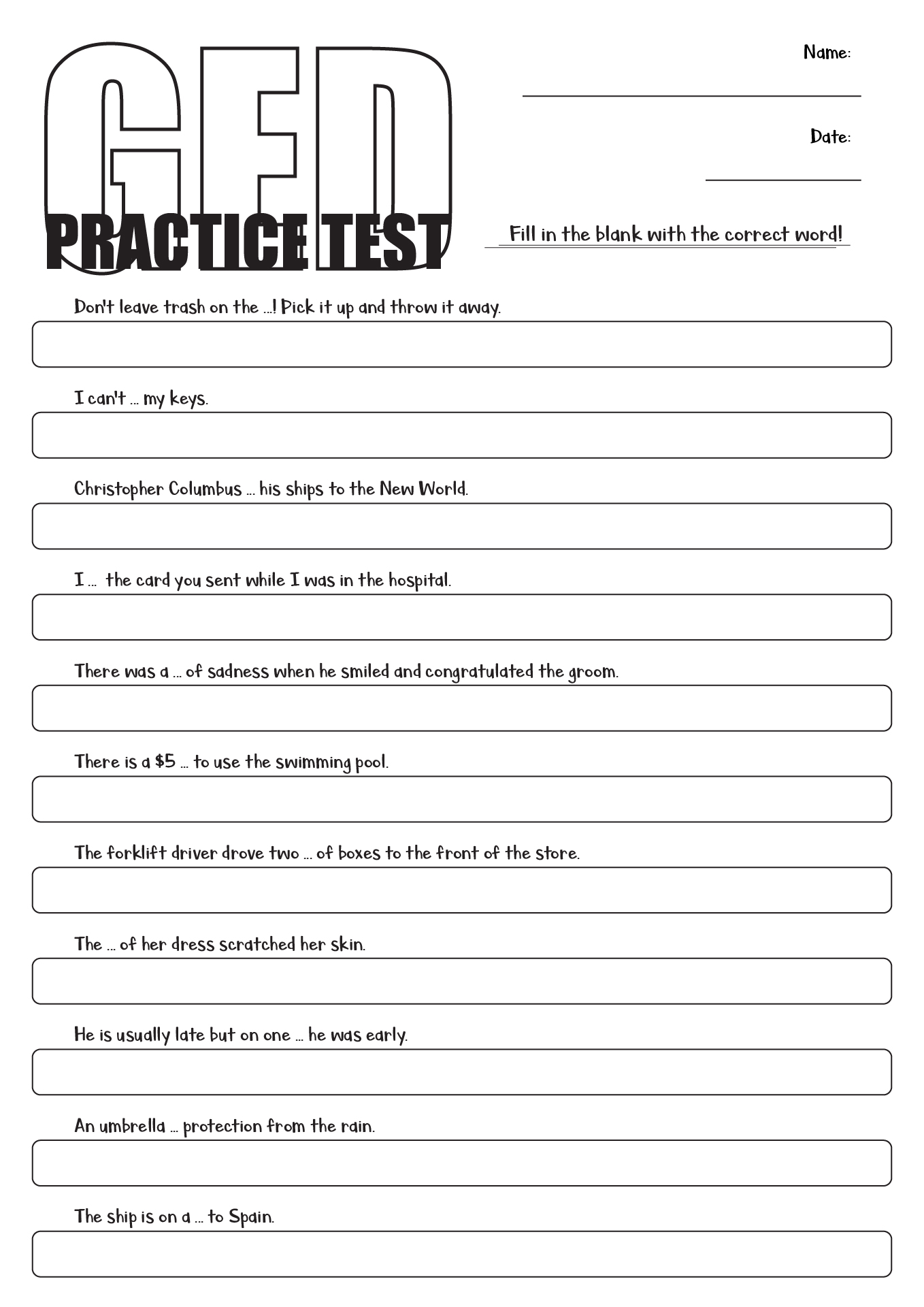 13 Ged Reading Worksheets - Free Pdf At Worksheeto intended for Ged Reading Practice Test Free Printable