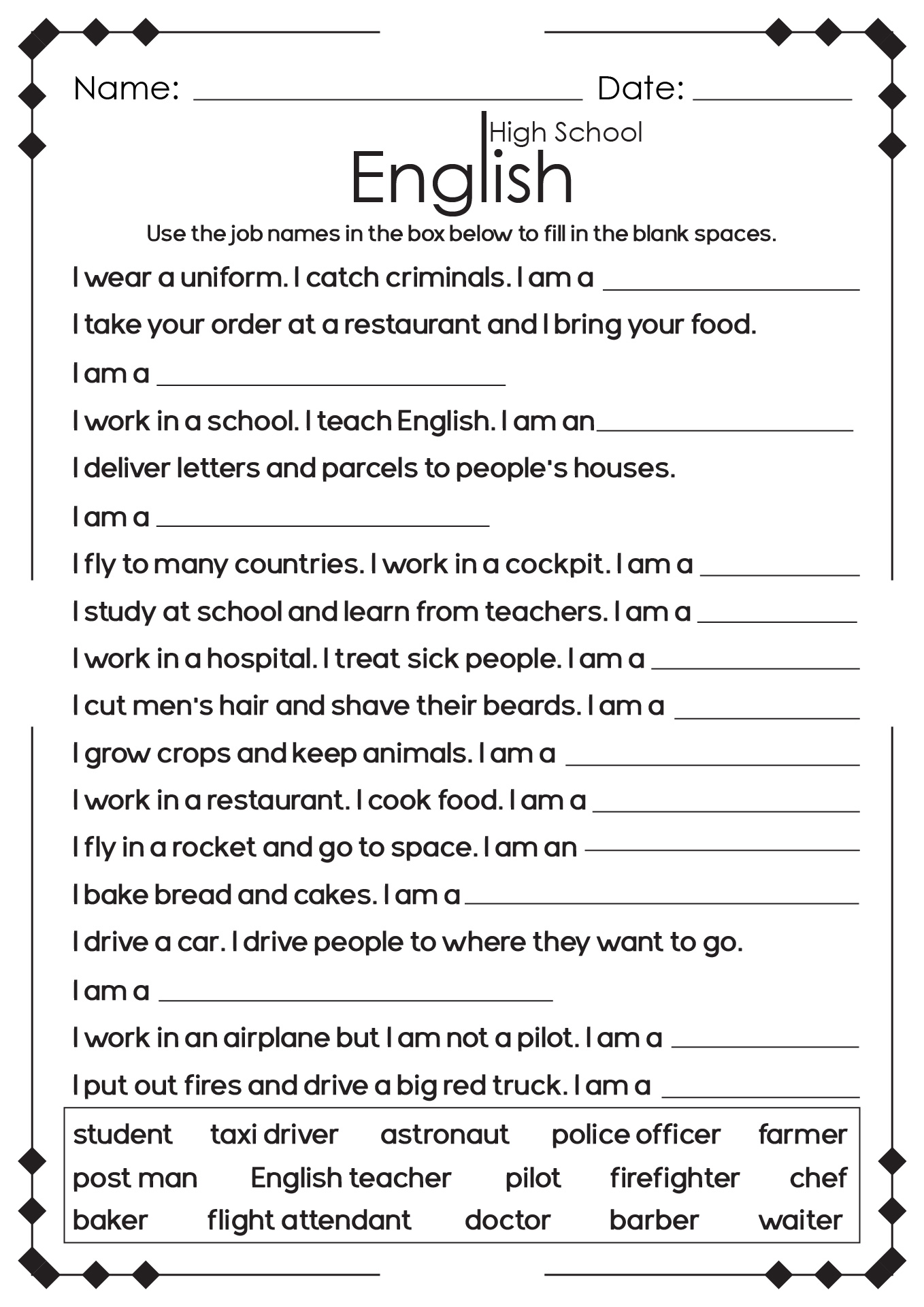 13 High School English Language Arts Worksheets - Free Pdf At for 9th Grade English Worksheets Free Printable