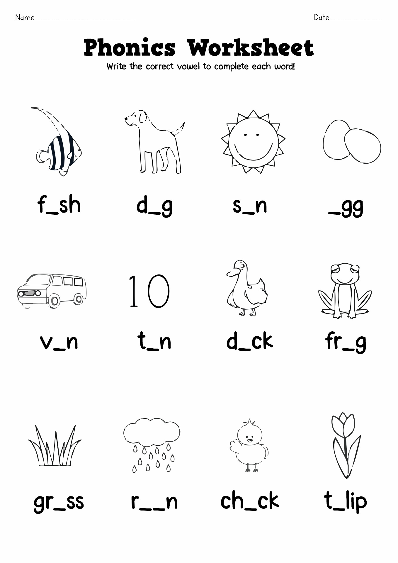 14 Free Printable Phonics Worksheets First Grade - Free Pdf At for Phonics Pictures Printable Free