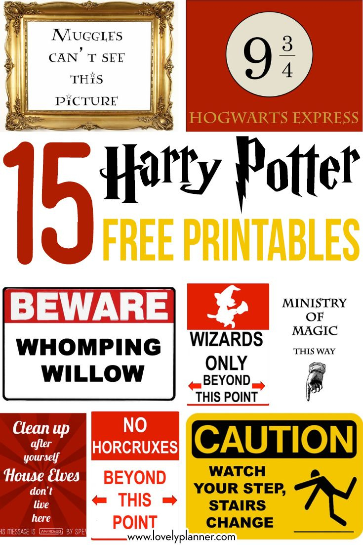 15 Free Harry Potter Party Printables - Part 1 | Harry Potter with Free Harry Potter Printable Signs