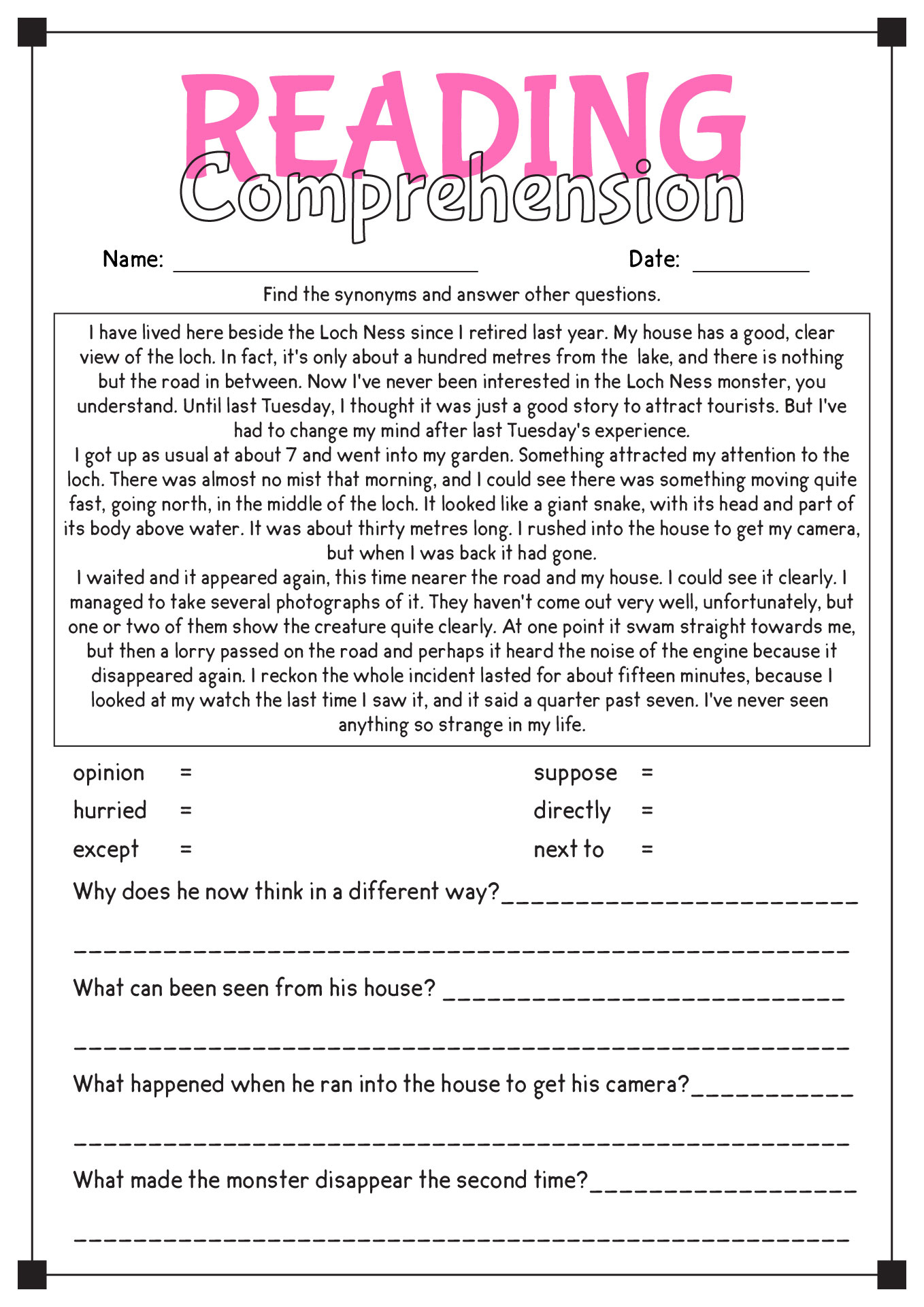 16 Comprehension Reading English Worksheets - Free Pdf At within Free Printable Literacy Worksheets For Adults