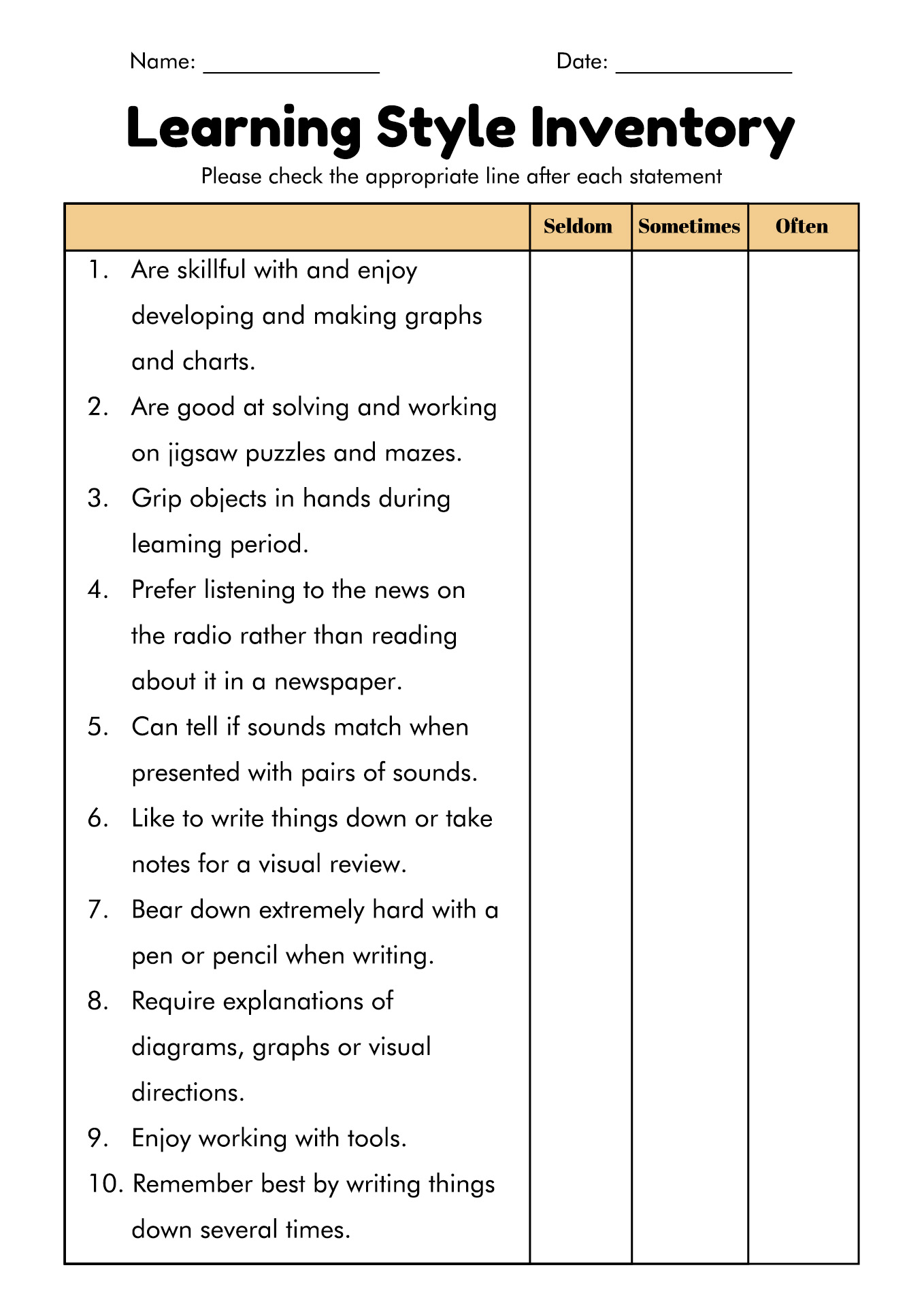 16 Vark Styles Worksheet - Free Pdf At Worksheeto intended for Free Learning Style Inventory For Students Printable