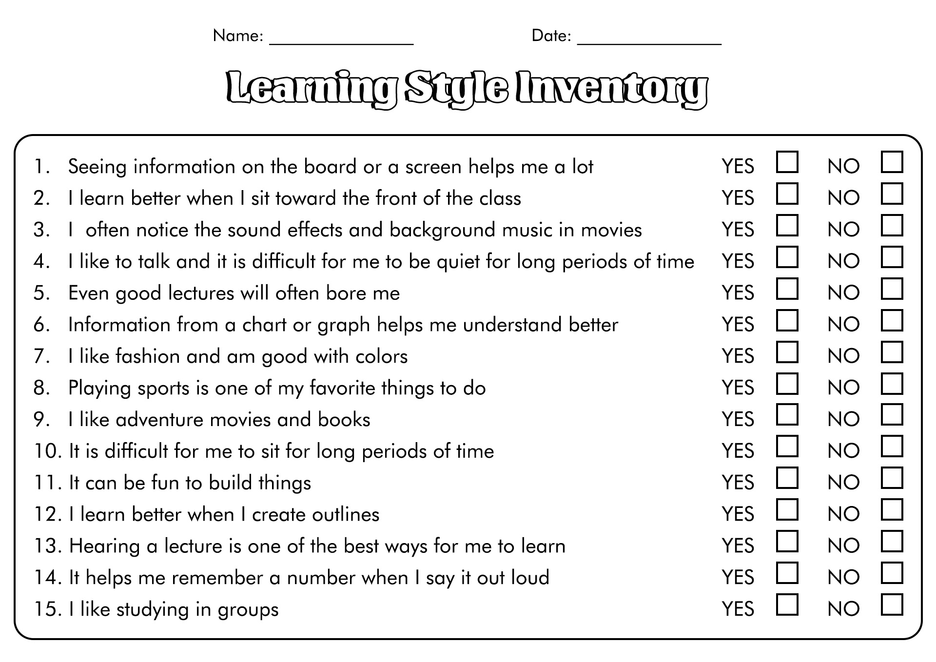 16 Vark Styles Worksheet - Free Pdf At Worksheeto pertaining to Free Learning Style Inventory For Students Printable