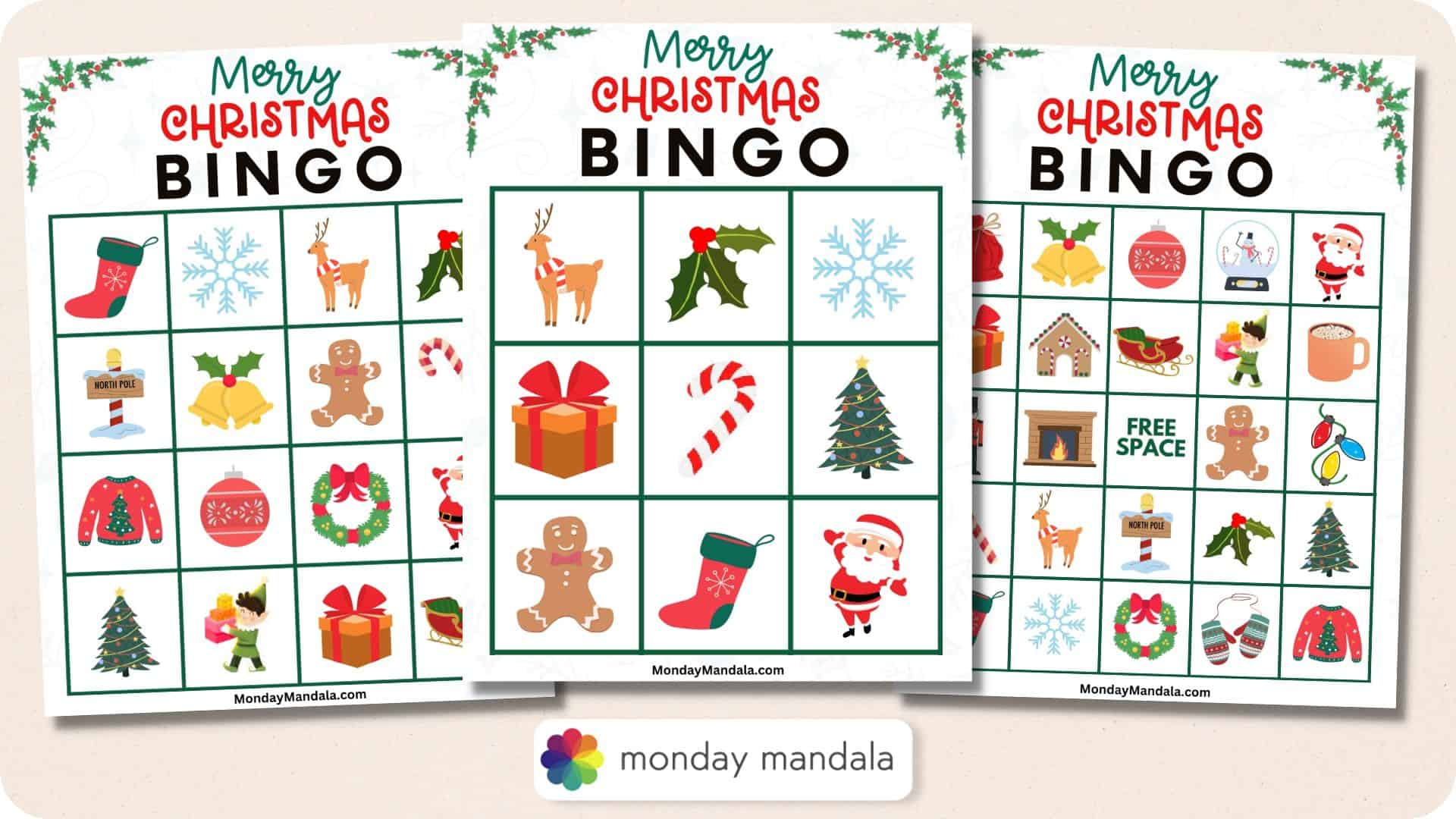 180 Christmas Bingo Cards (Free Pdf Printables) in Free Christmas Bingo Game Printable