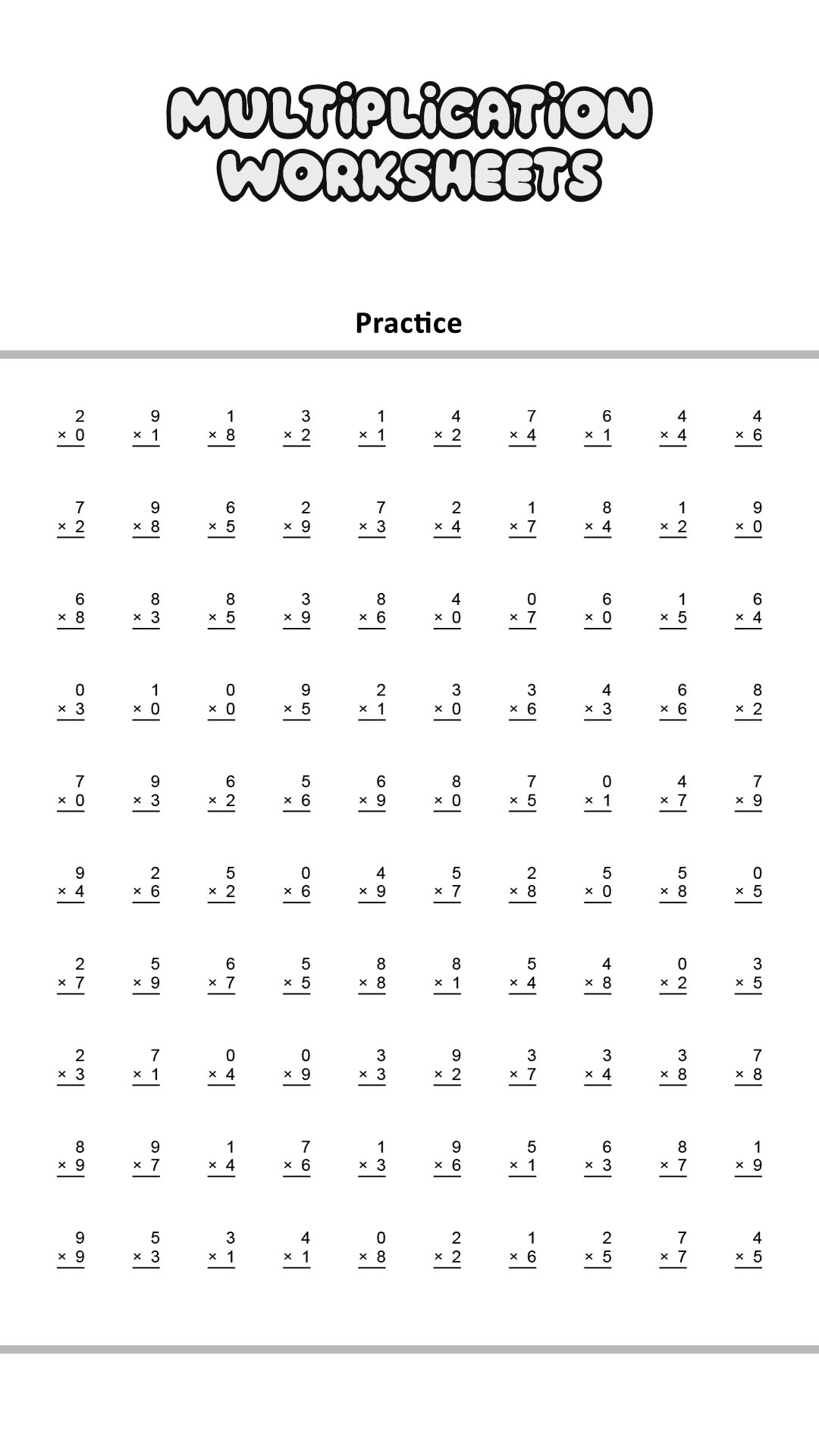 19 Timed Multiplication Worksheets - Free Pdf At Worksheeto inside Free Printable Multiplication Worksheets 100 Problems