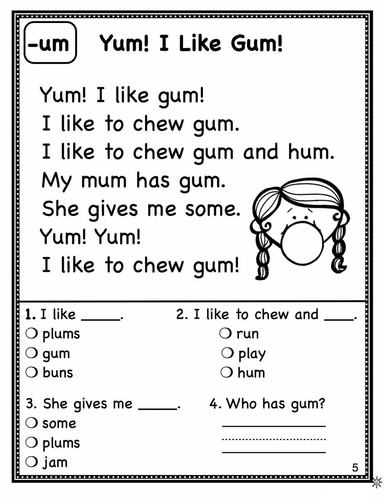 1St Grade Reading Worksheets - Best Coloring Pages For Kids inside Free Reading Printables for 1st Grade