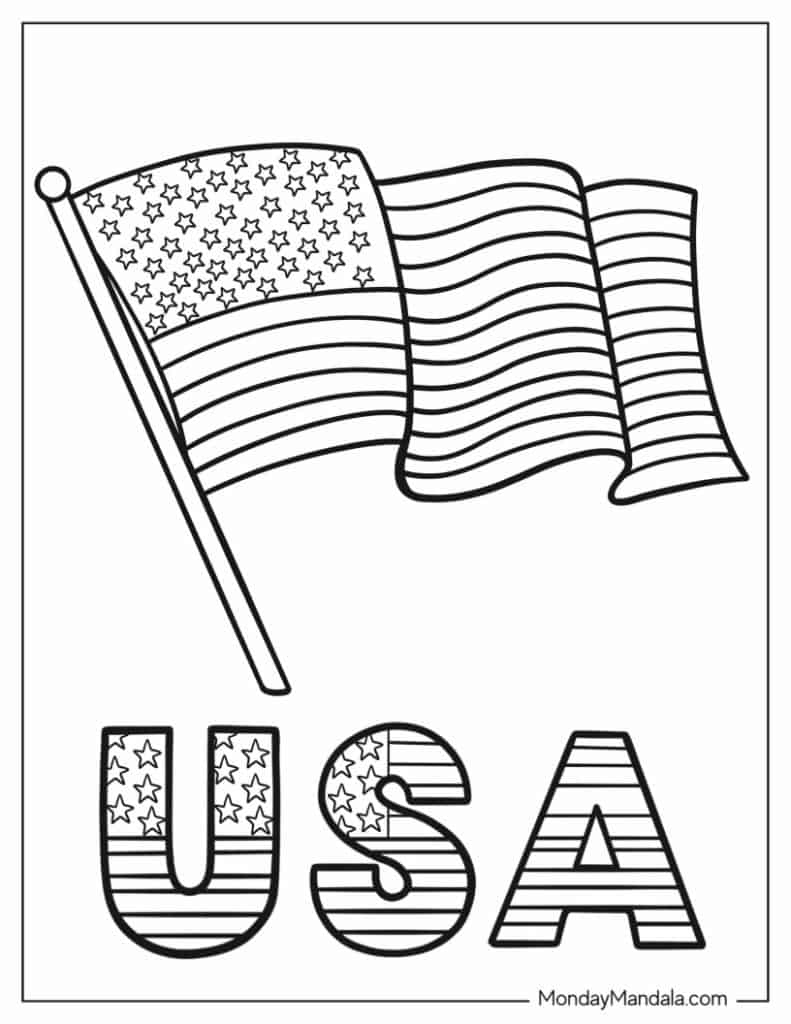 20 American Flag Coloring Pages (Free Pdf Printables) in Free Printable American Flag Coloring Page